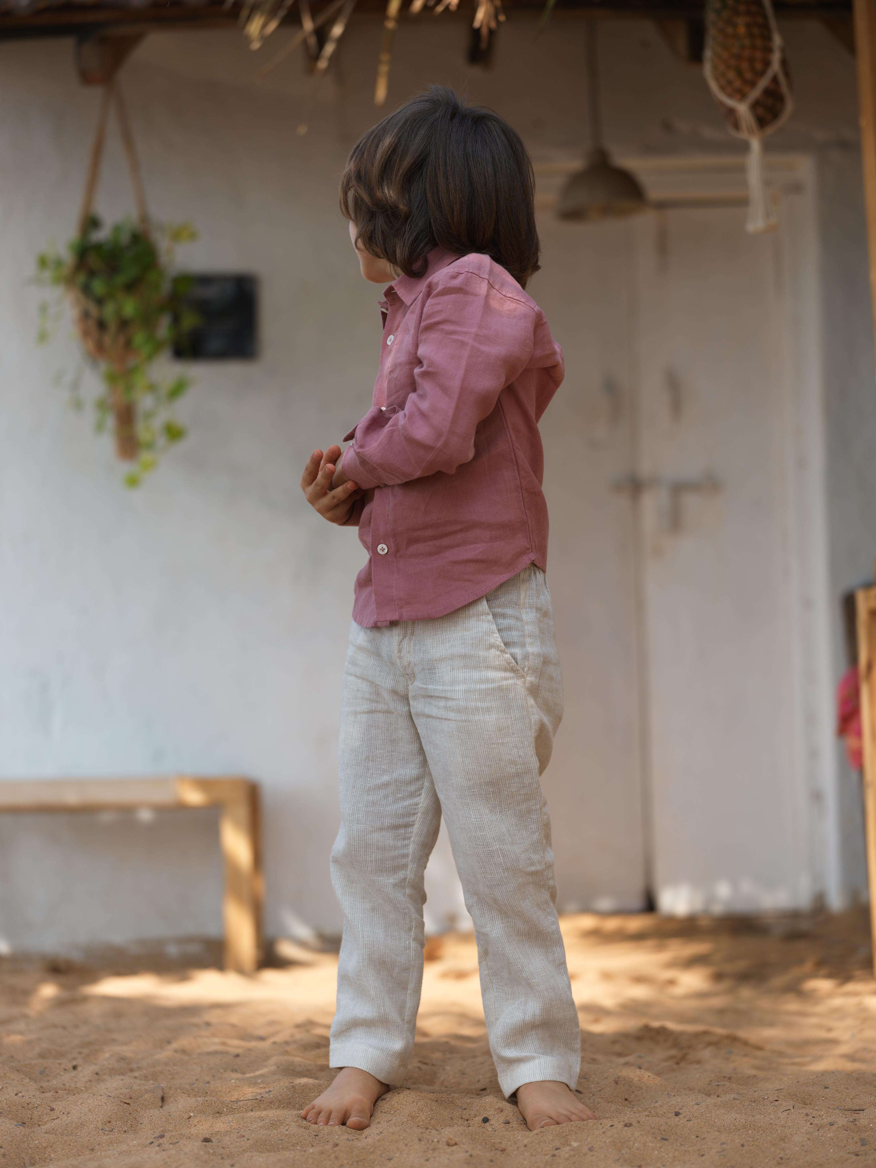 Boys Regular Collar Shirt Dusty Rose
