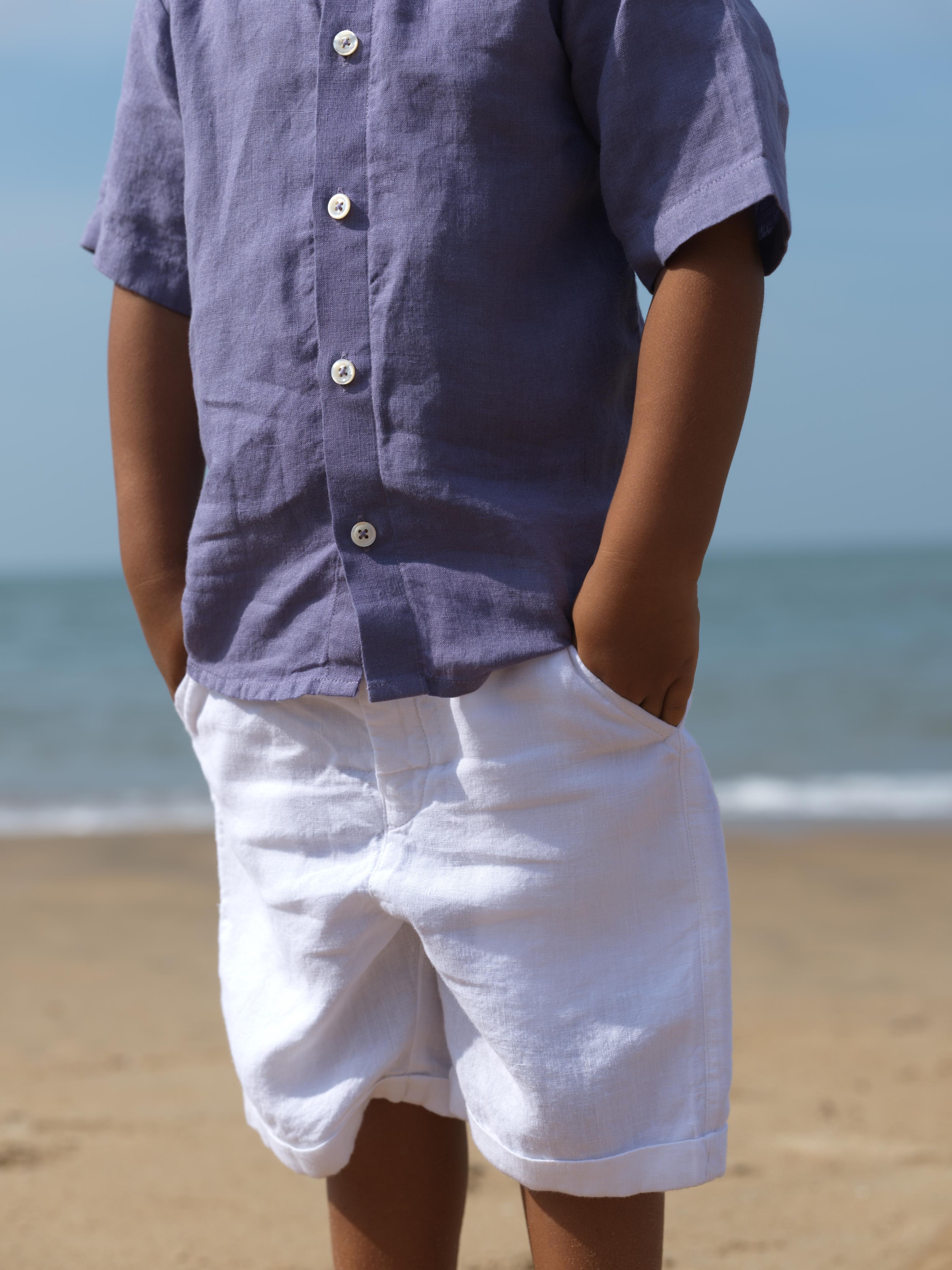 Boys Mandarin Collar Shirt Haze Purple