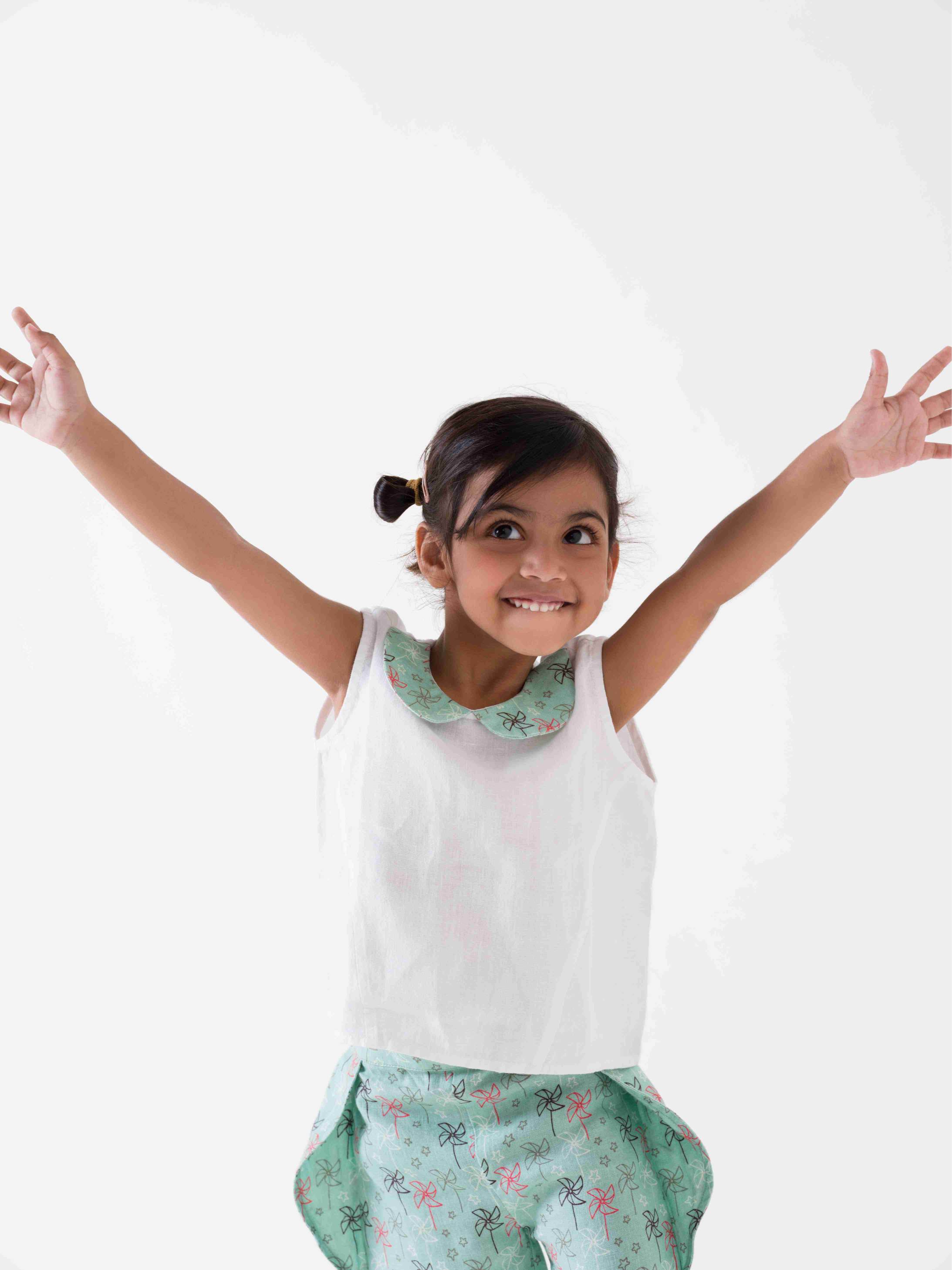 Printed Princess-Line Co-Ord Set - White