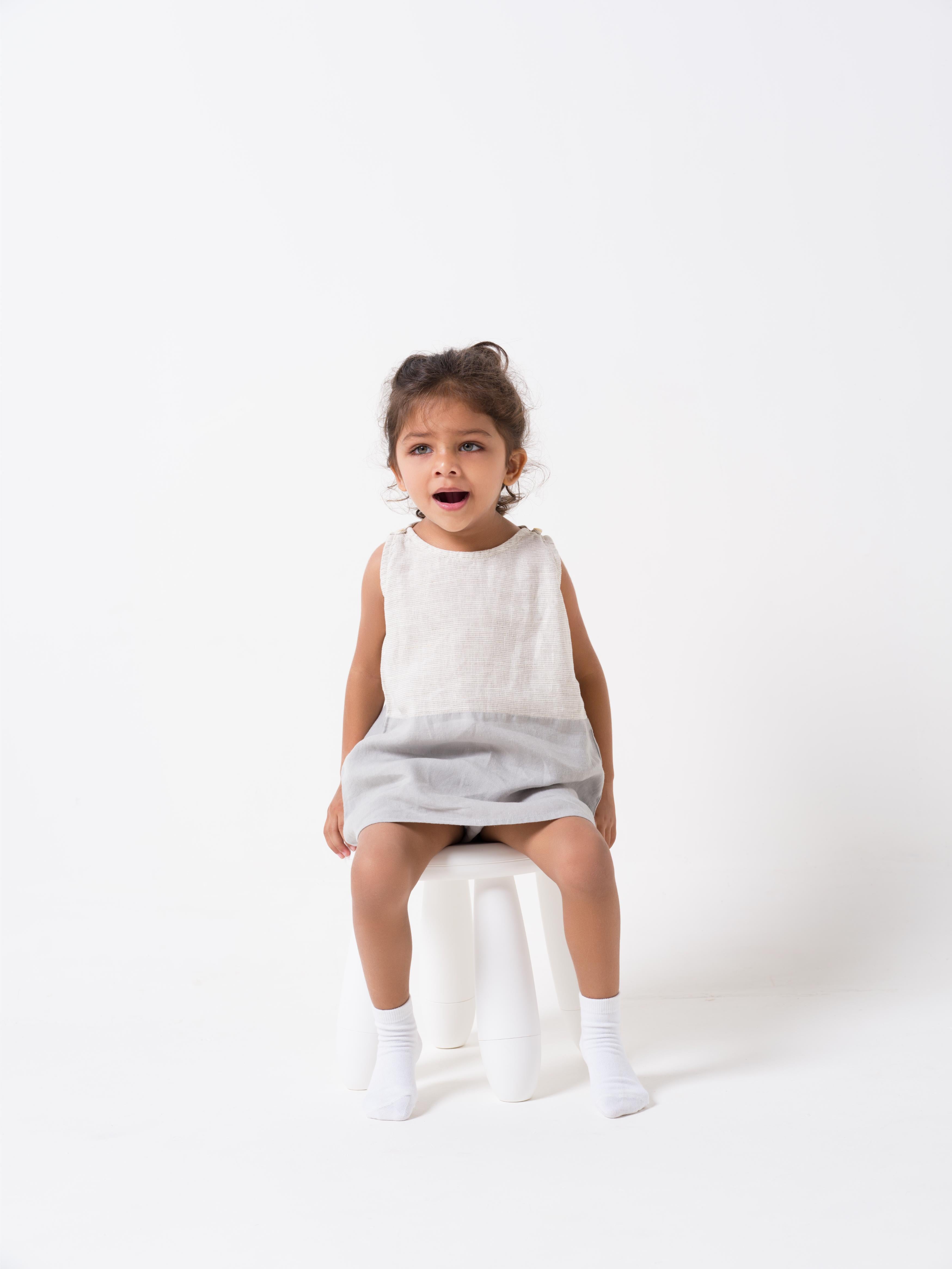 2 Colours Shoulder Button Frock