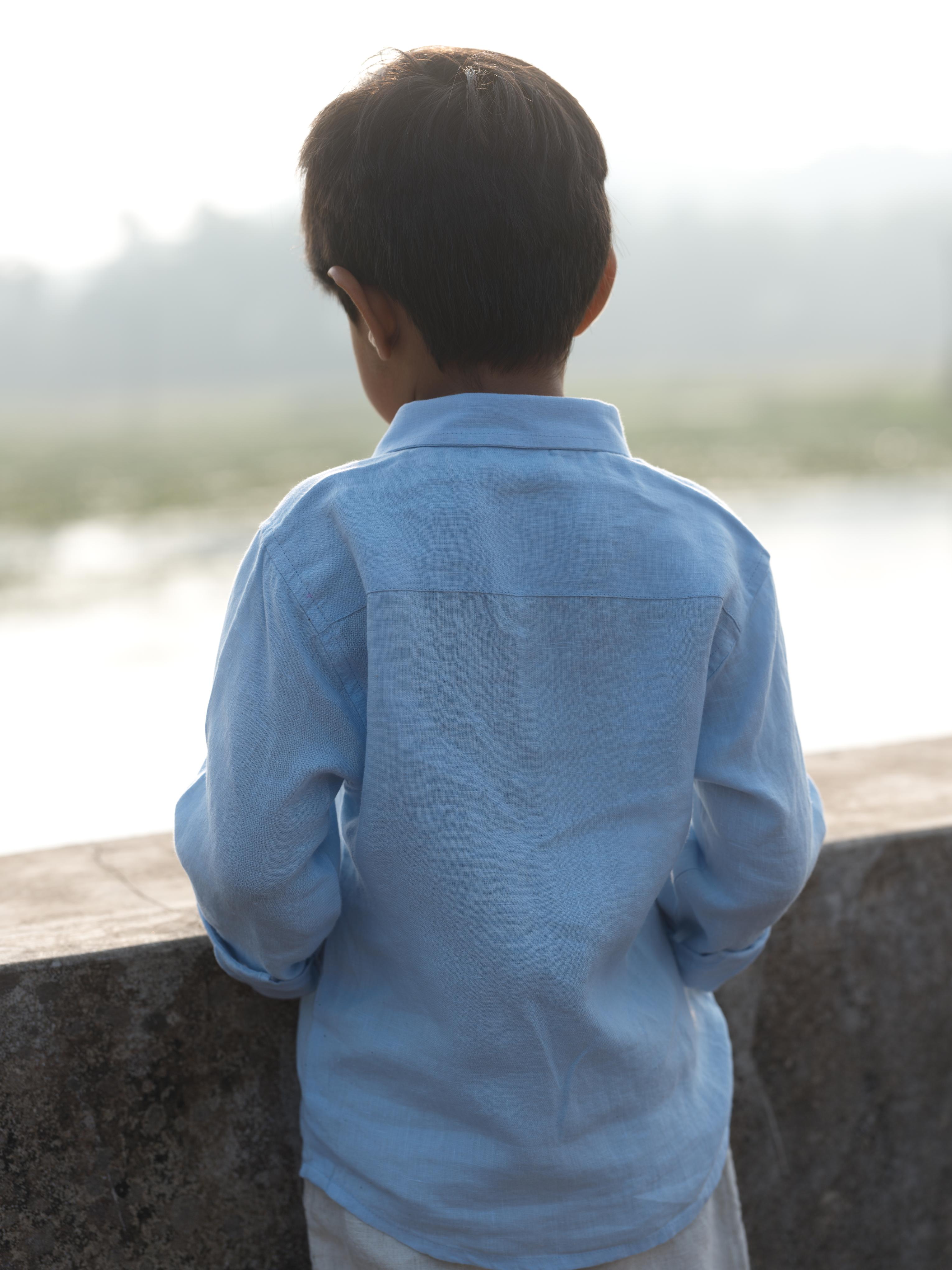 Boys Regular Collar Shirt Sky Blue