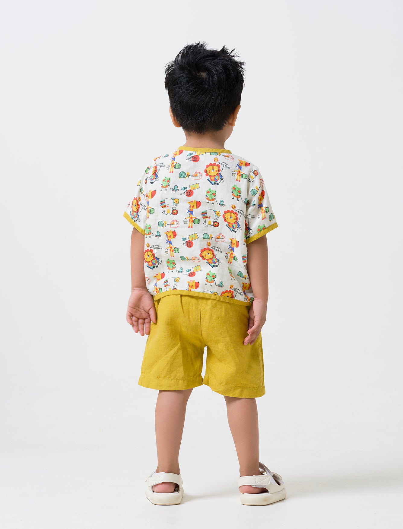 Printed Drawstring Shirt & Shorts Set