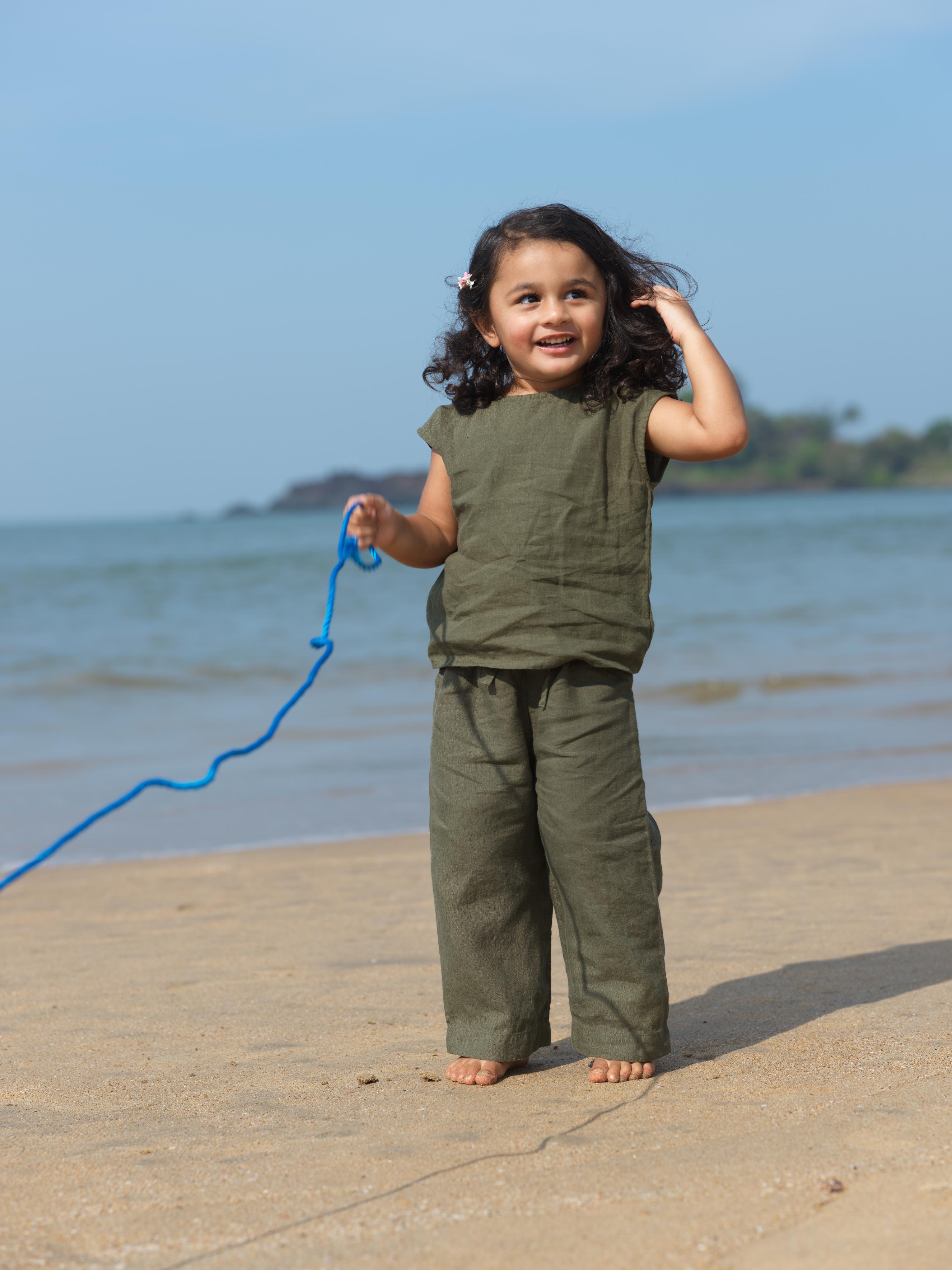 Girls Round Shoulder Co-Ord Set Crocodile Green