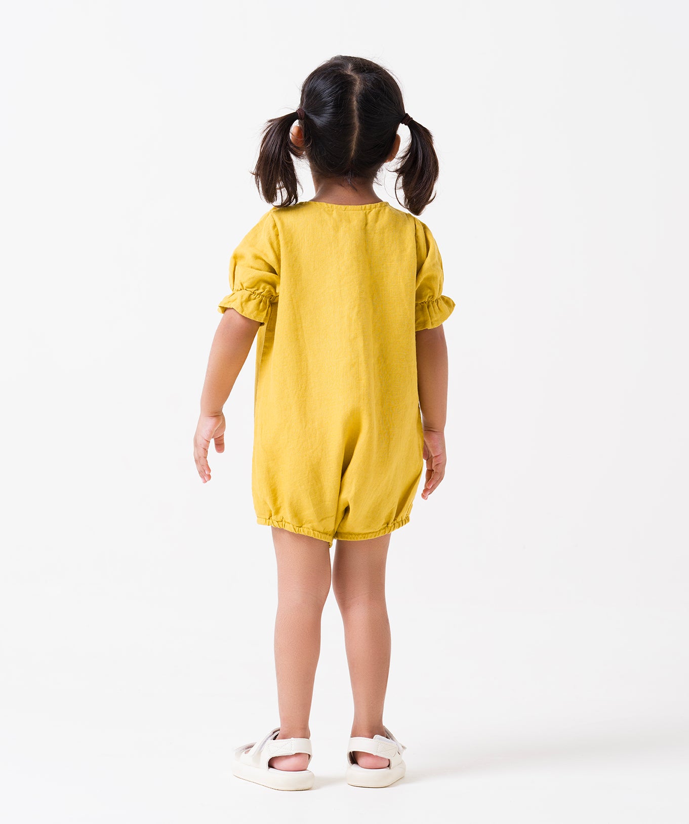 Puff Sleeve Romper Mustard Yellow