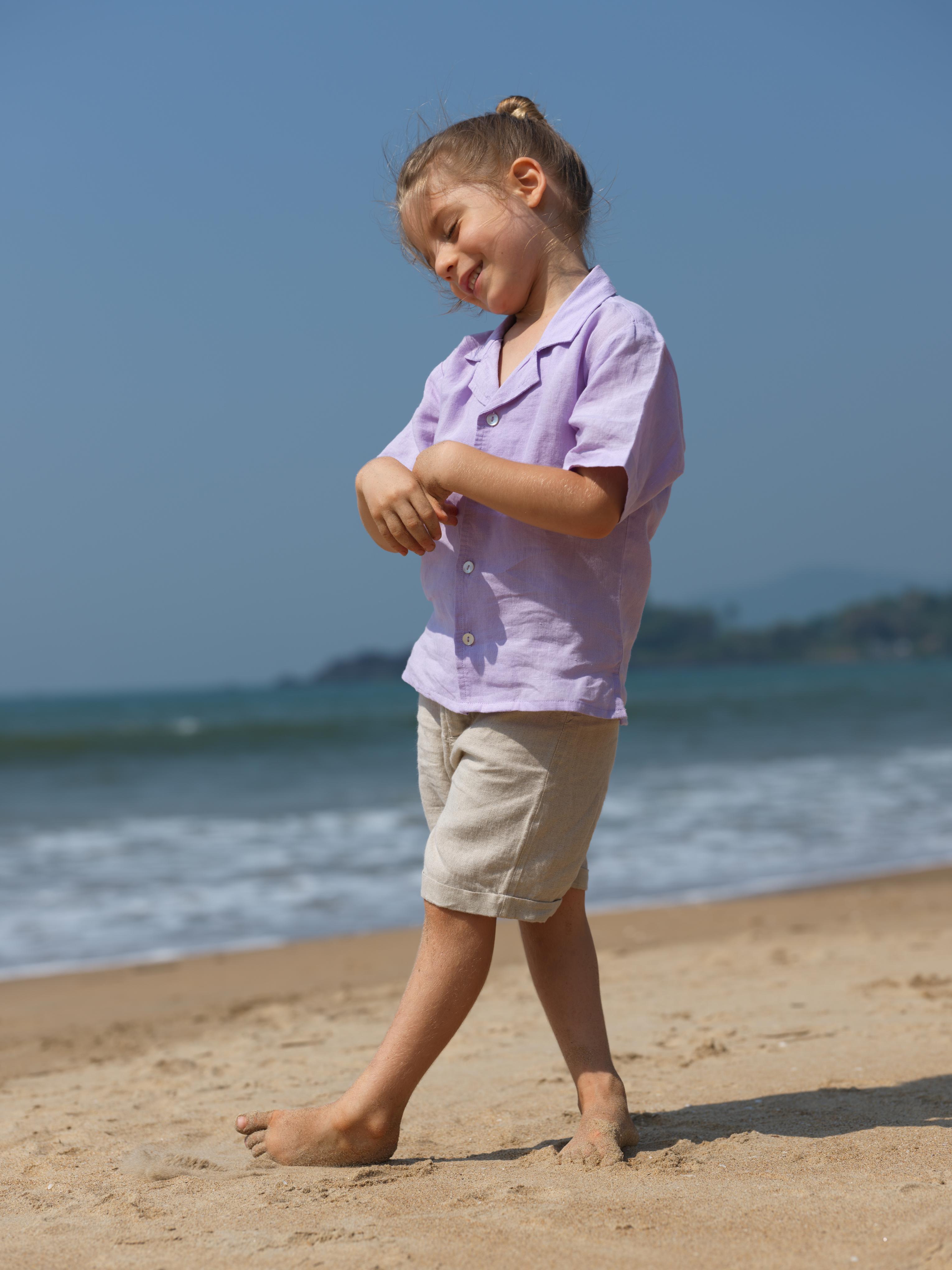 Boys Cuban Collar Shirt Pastel Lilac