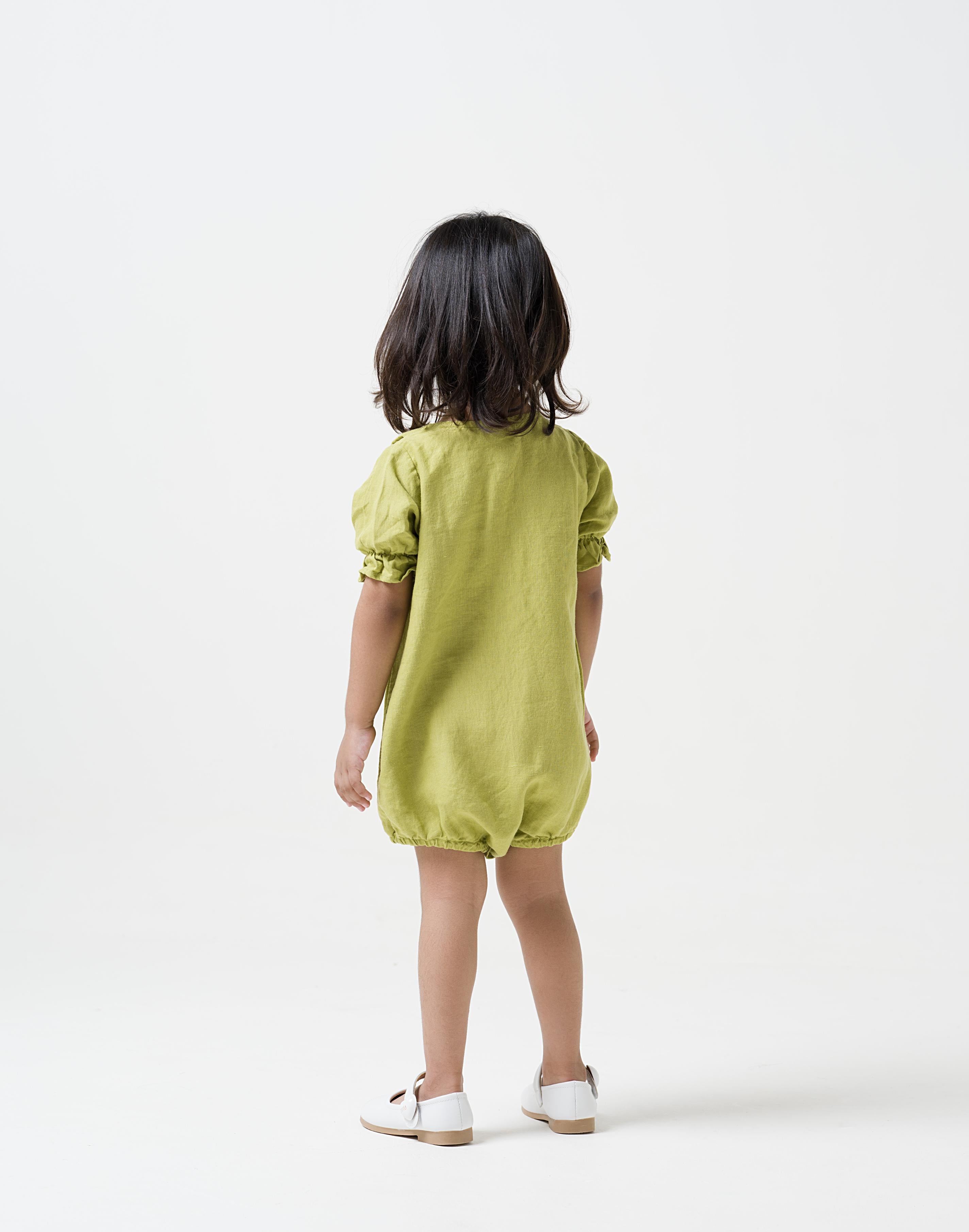 Puff Sleeve Romper Kiwi Green
