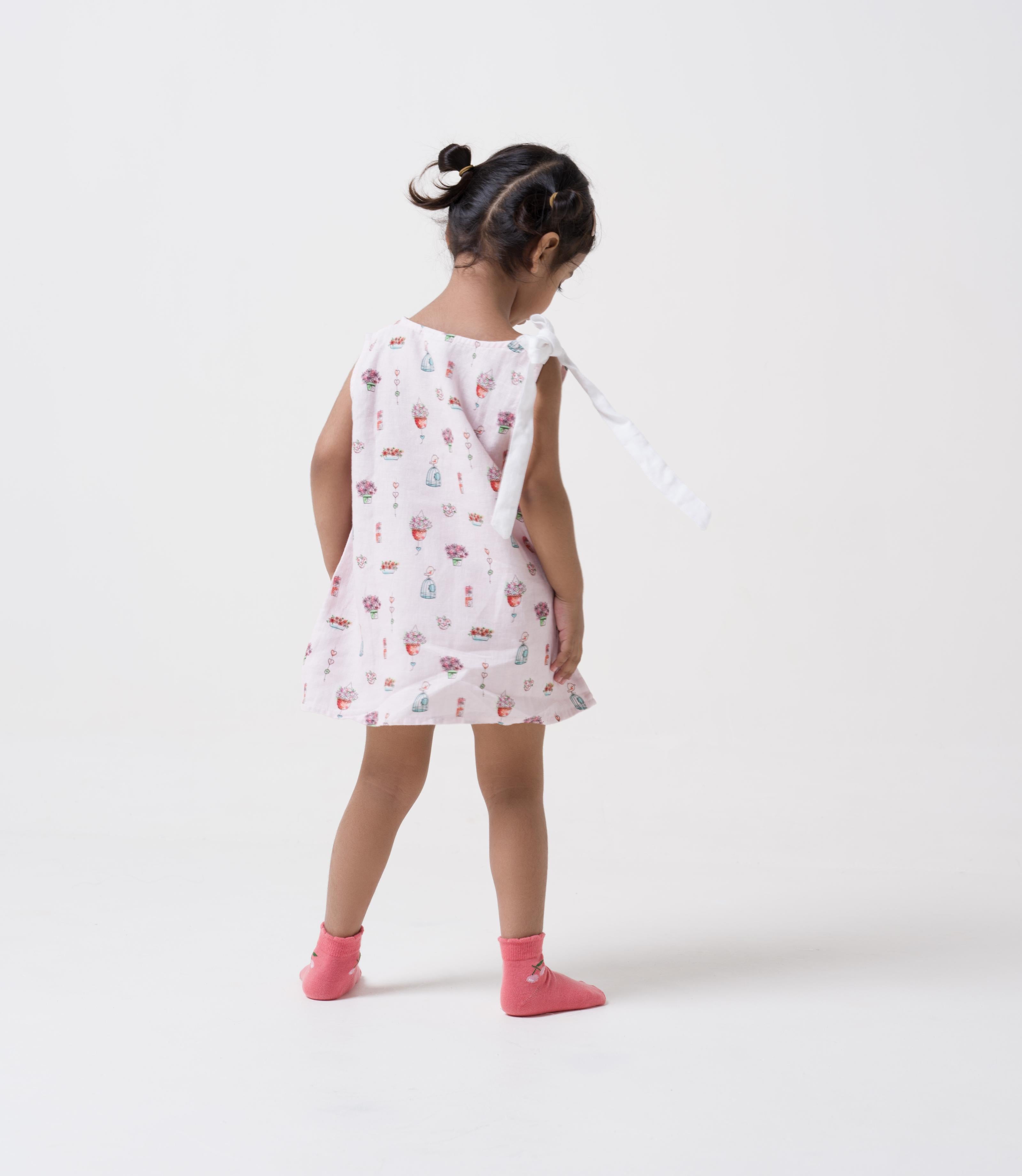 Printed One-Shoulder Tie-Up Dress