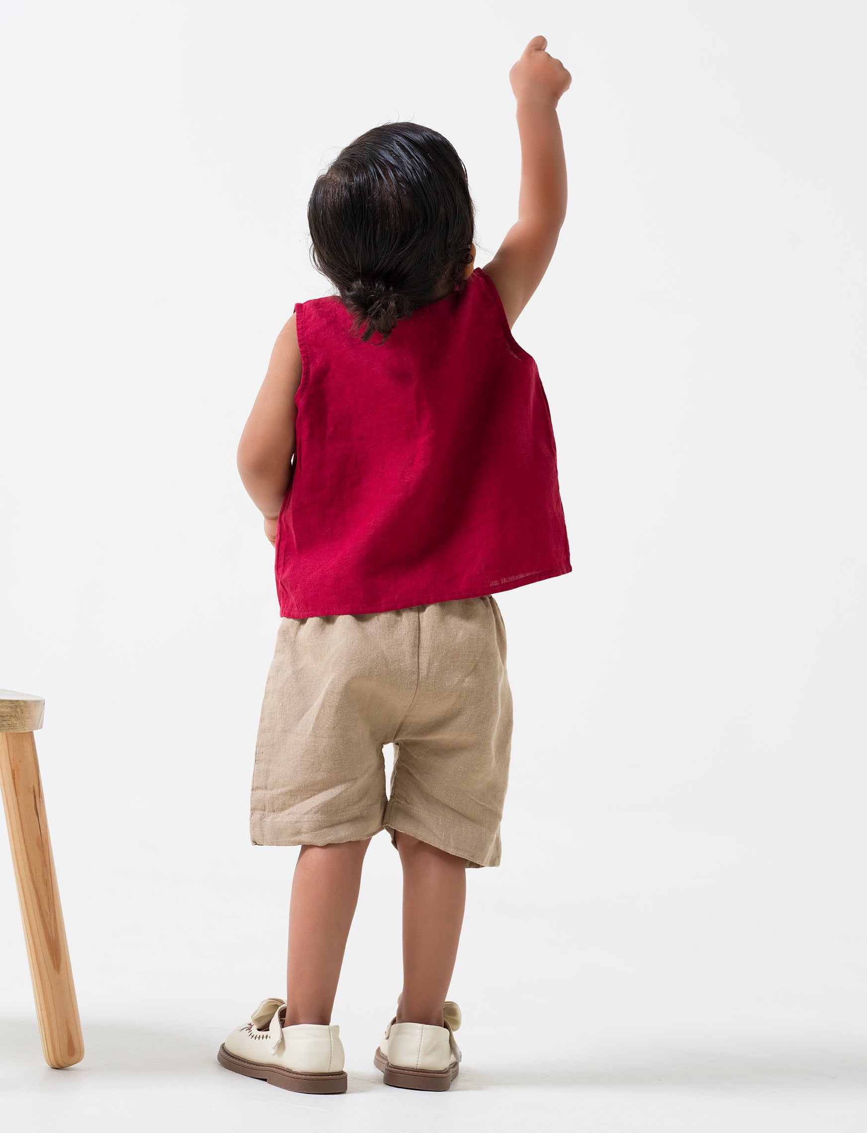 Front Opening Jhablas Set T - Cherry  B - Desert Sand