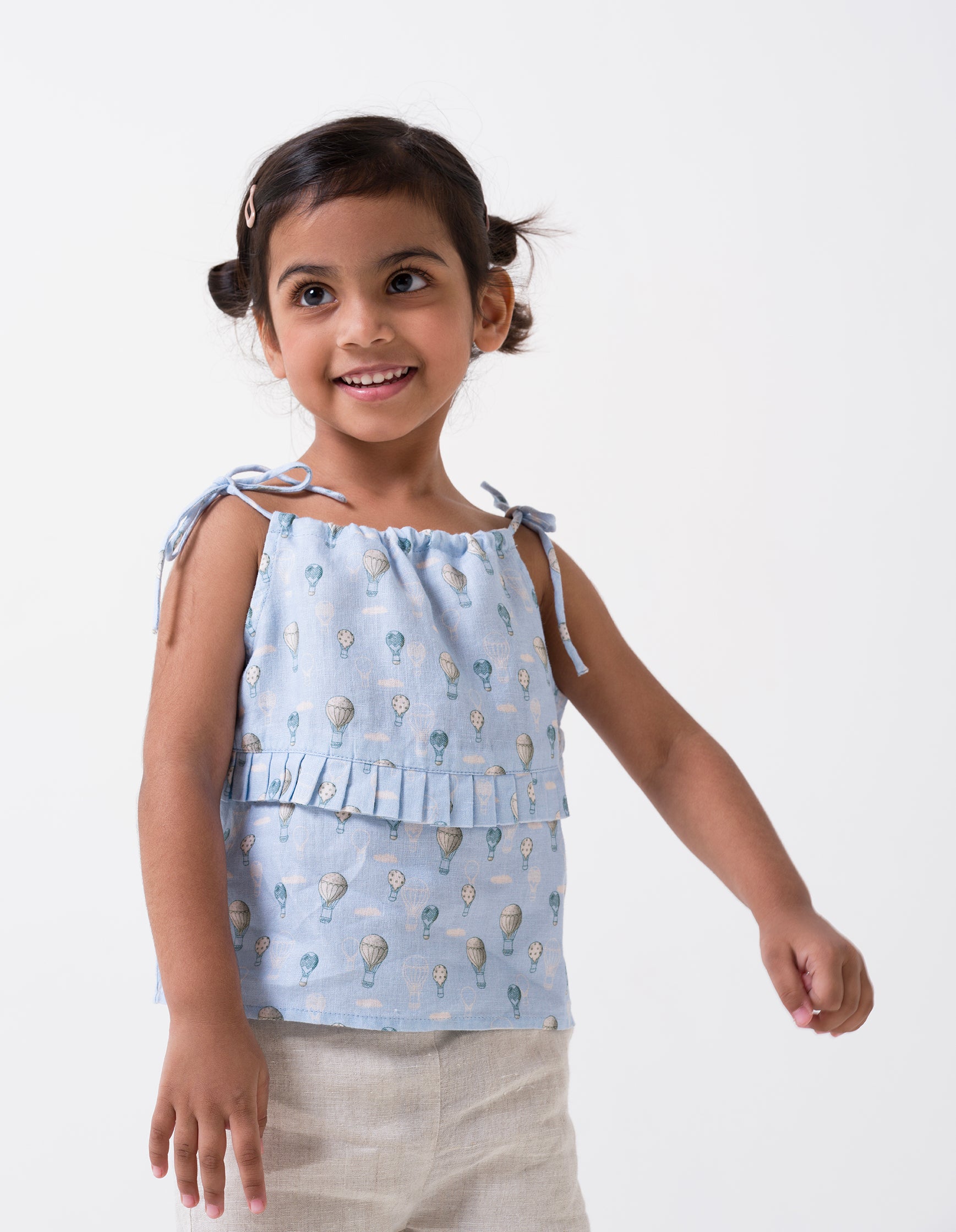 Printed Tie-Strap Pleated Co-Ord Set Floating print