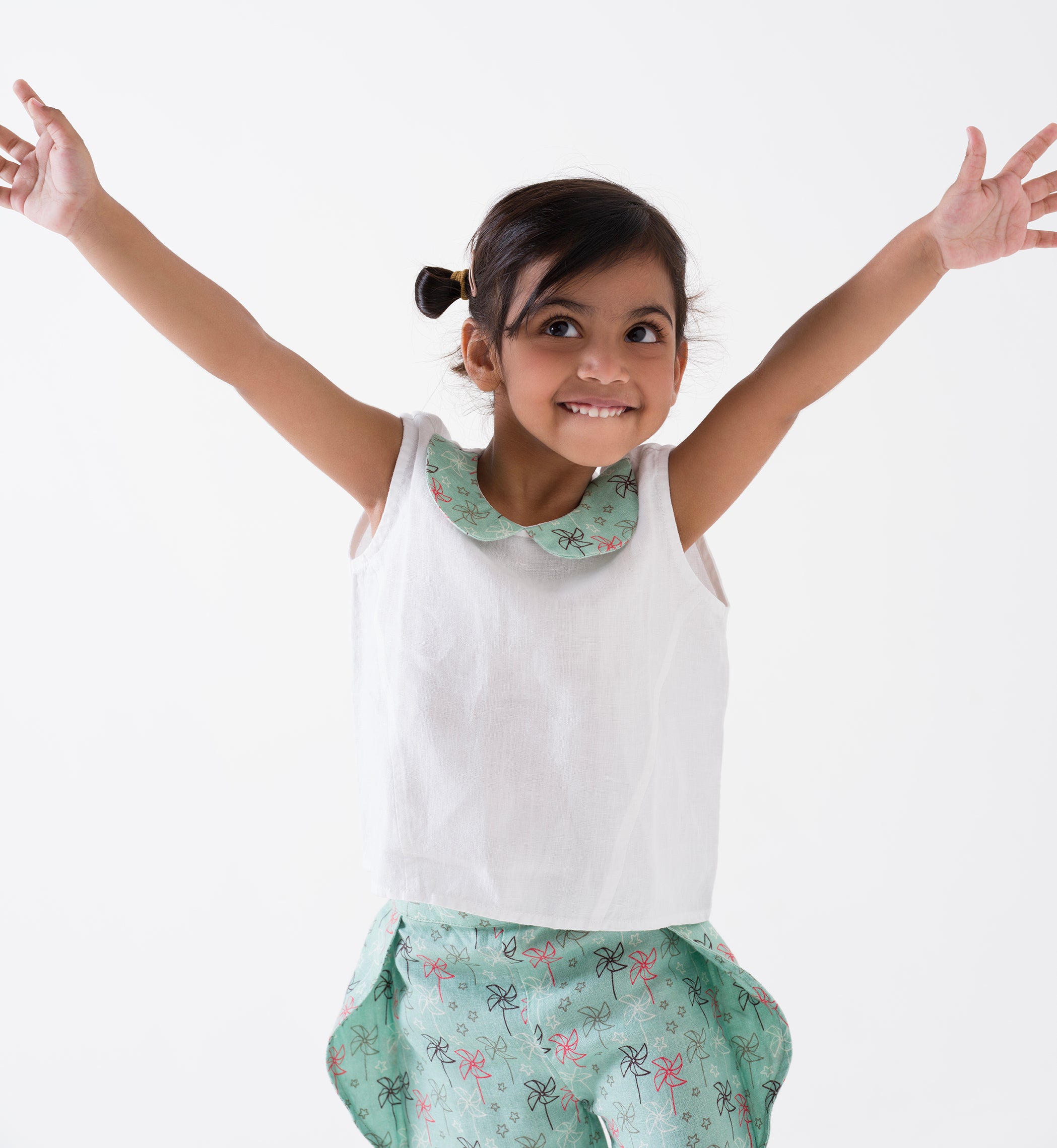 Printed Princess-Line Co-Ord Set - White