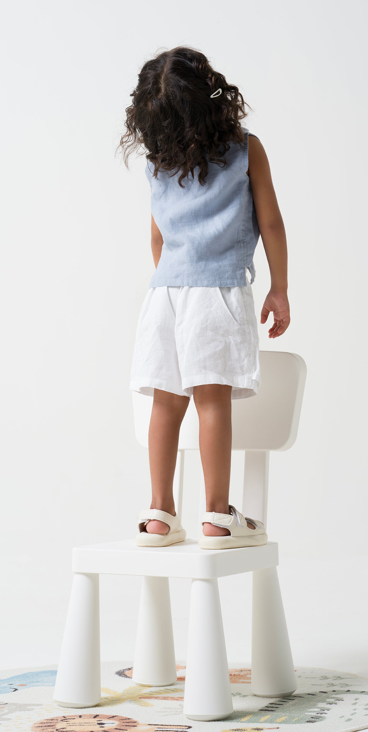 Peter-Pan Collar Top and Skorts Set Top- Pacific Blue - Bottom & Collar- White