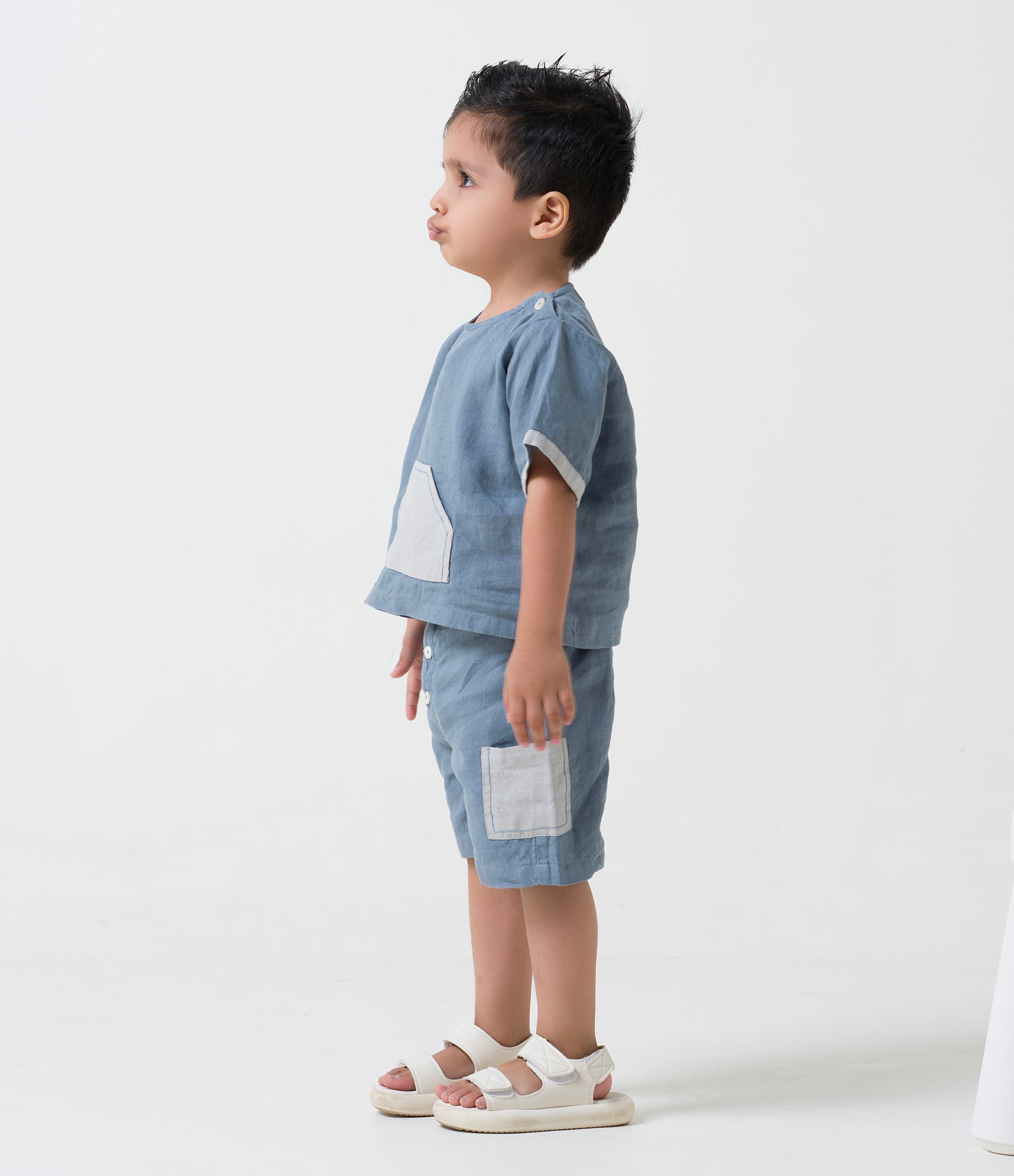 2 Pocket shorts set Airforce Blue Pocket - Cloud Grey