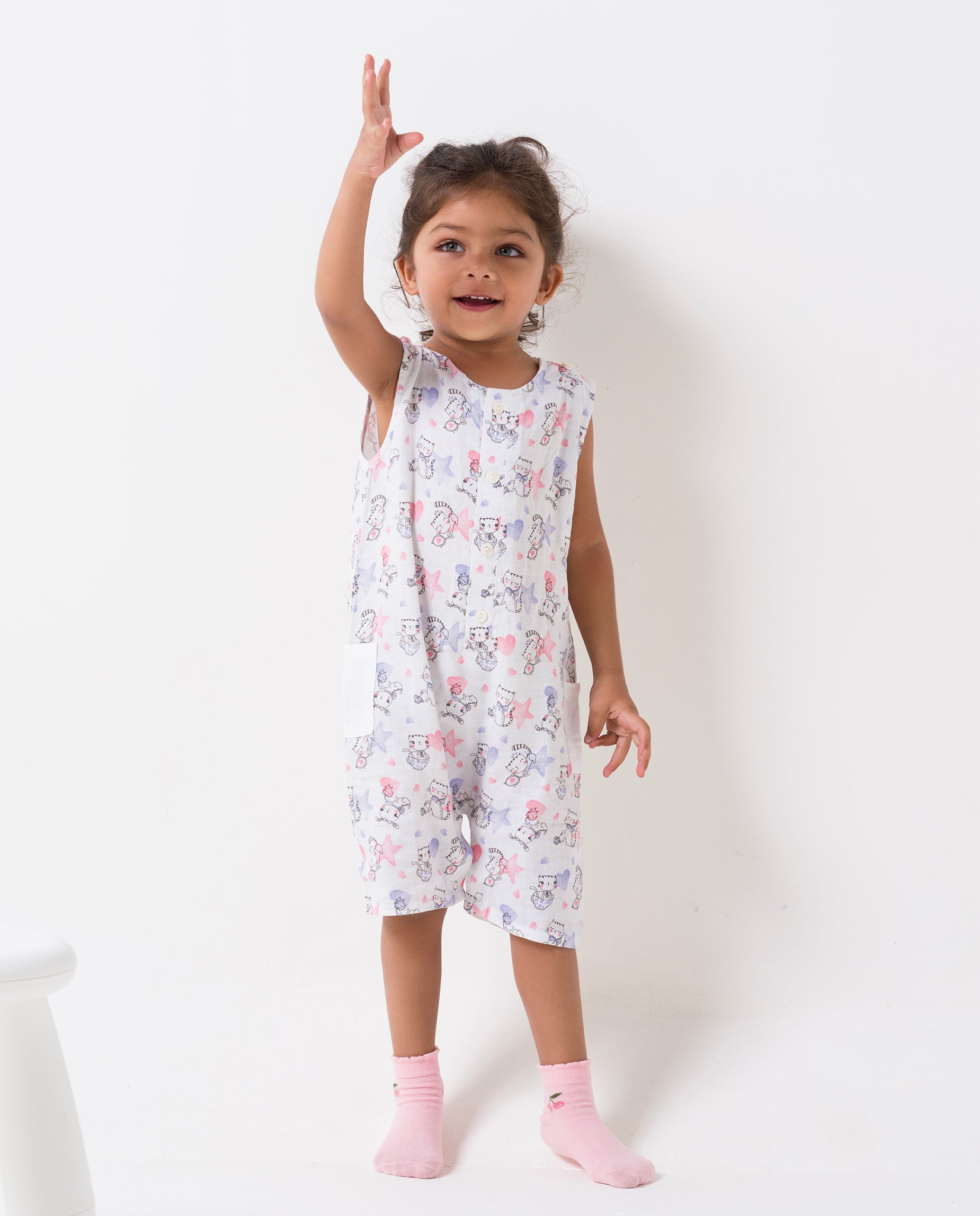 Printed Patch Pocket Romper