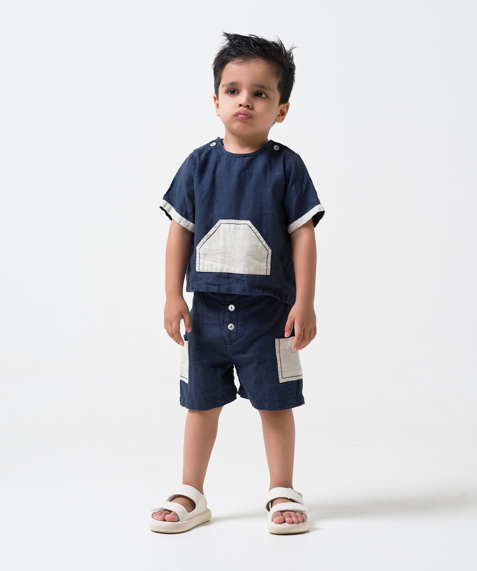 2 Pocket shorts set Navy Blue  Pocket - Cookie & Cream