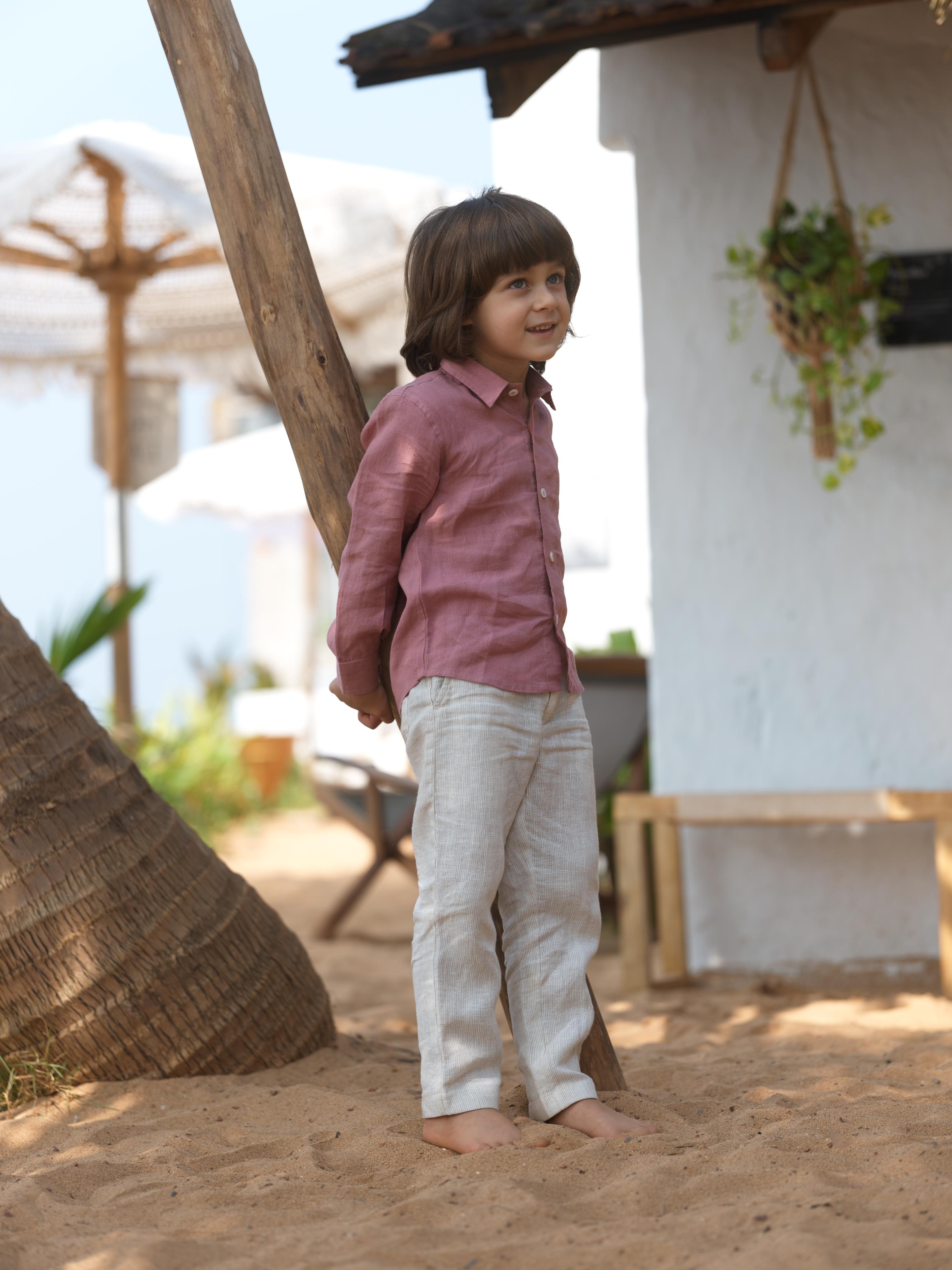 Boys Regular Collar Shirt Dusty Rose