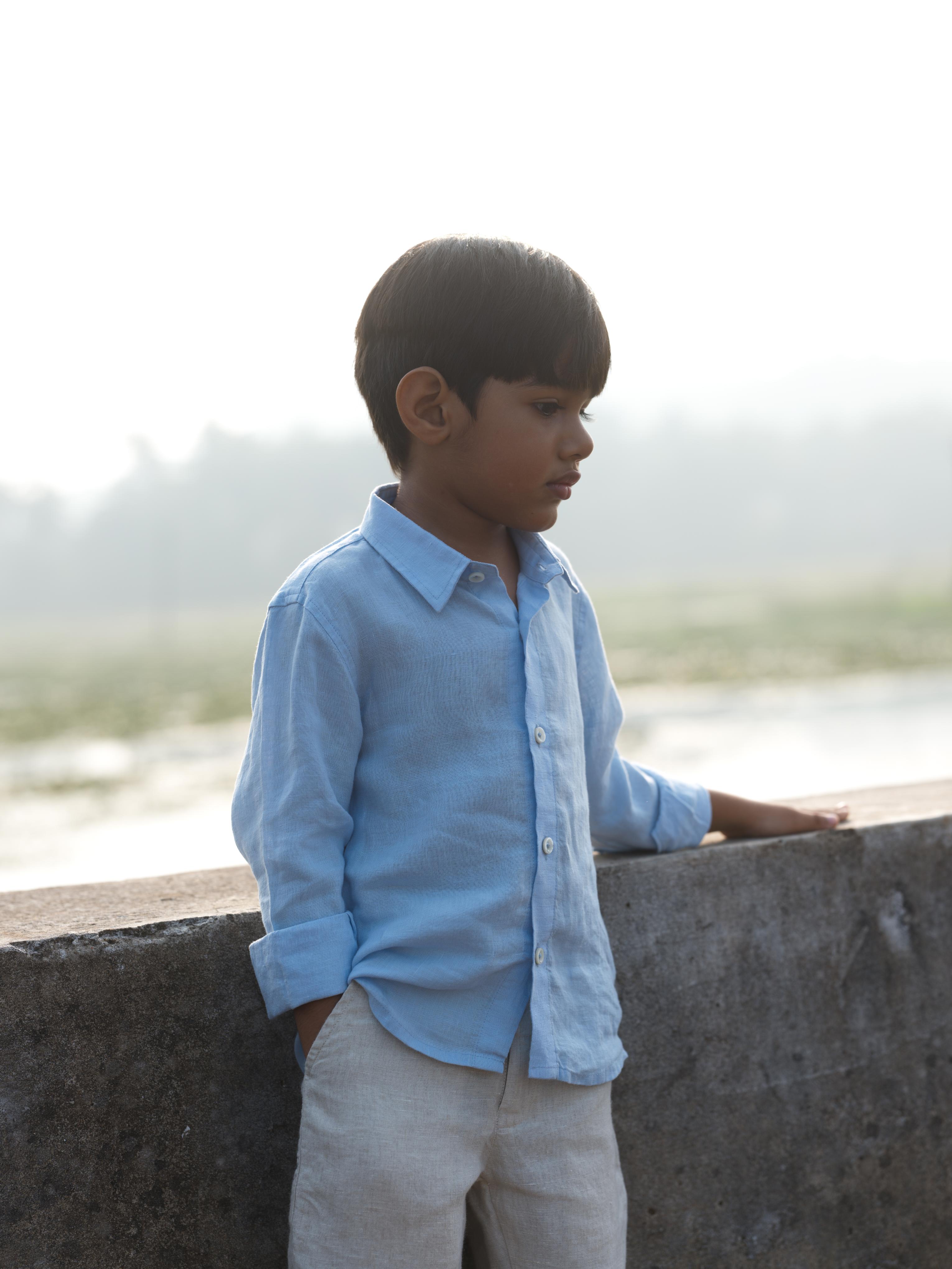 Boys Regular Collar Shirt Sky Blue