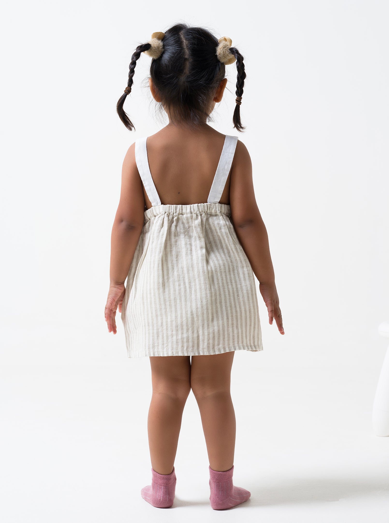 V Neck Overlap Frock TD7  Yoke & Strap - White