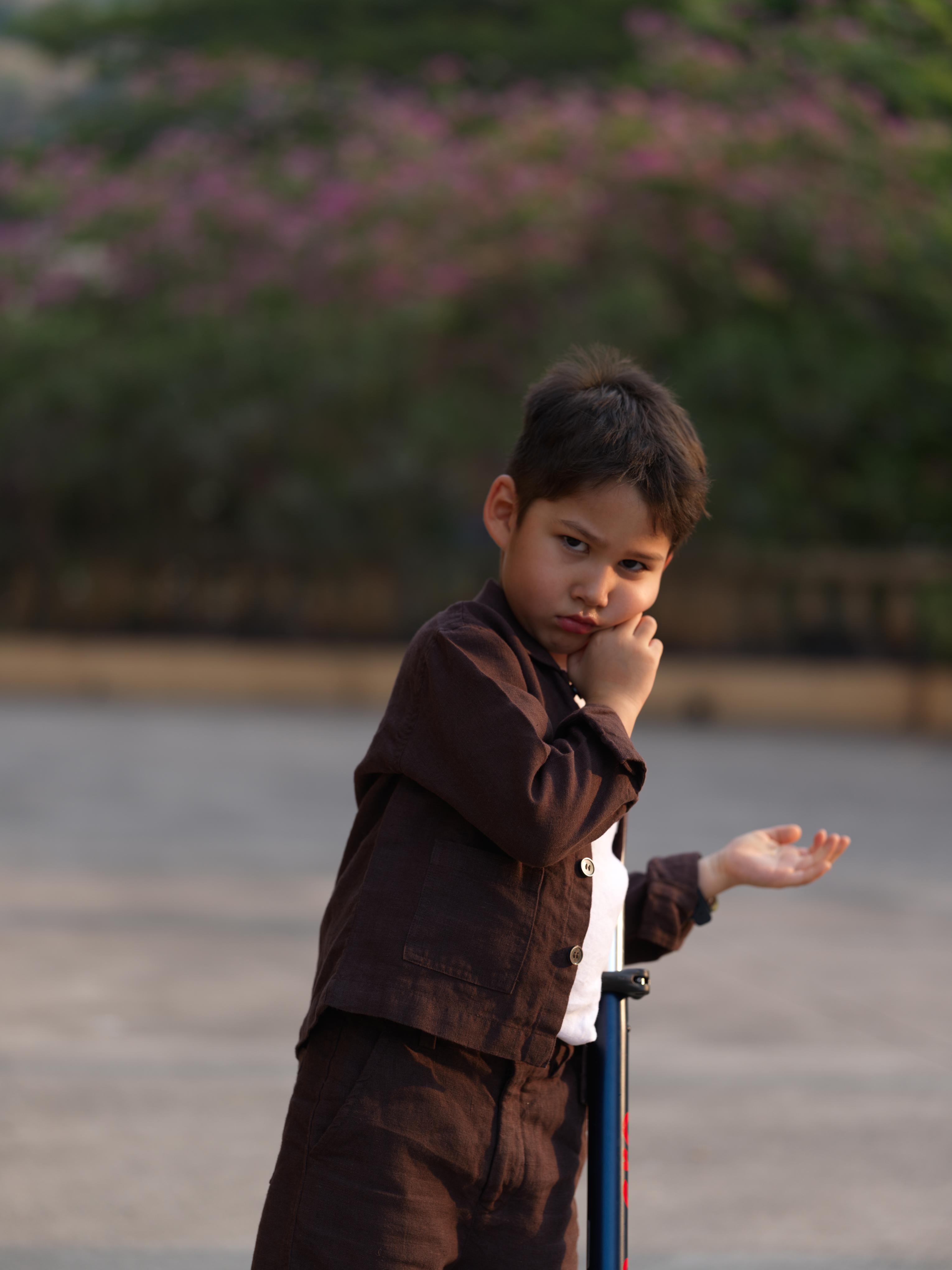 Boys Shacket Co-Ord Set Dark Brown