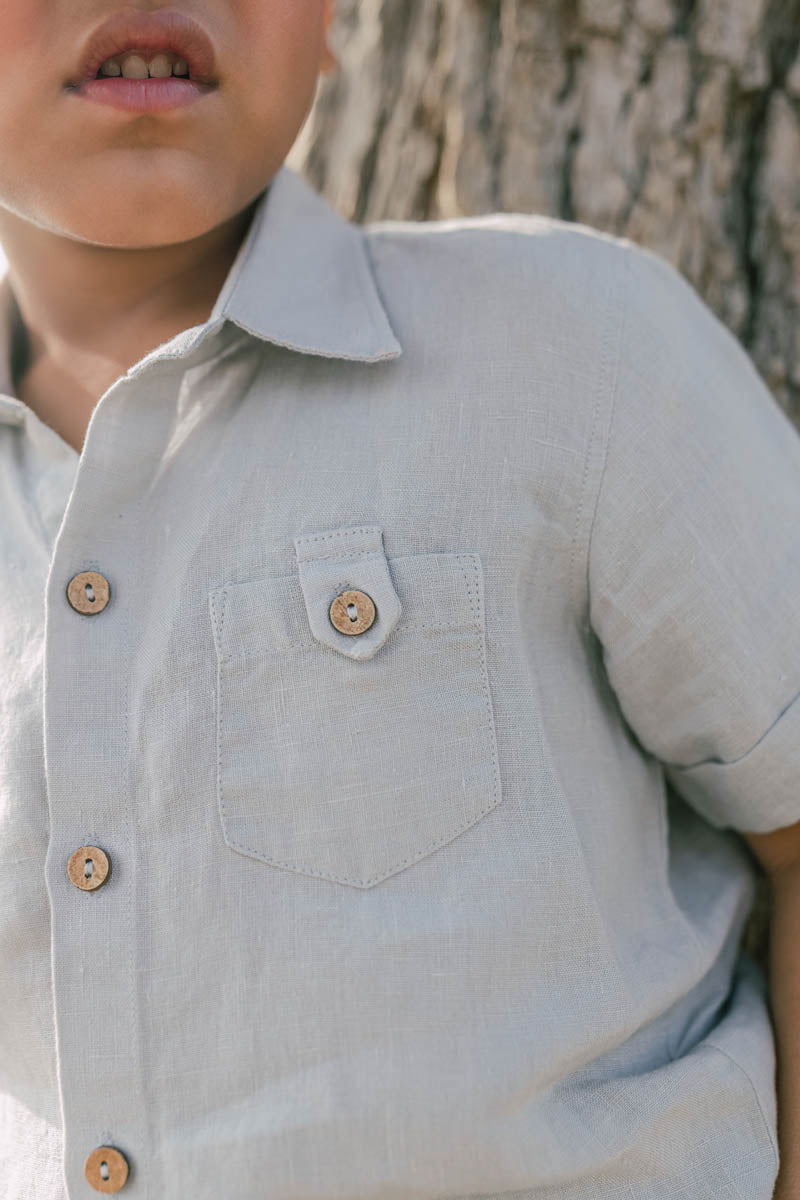 High Low Shirt With Capri Shorts Set - Chi Linen