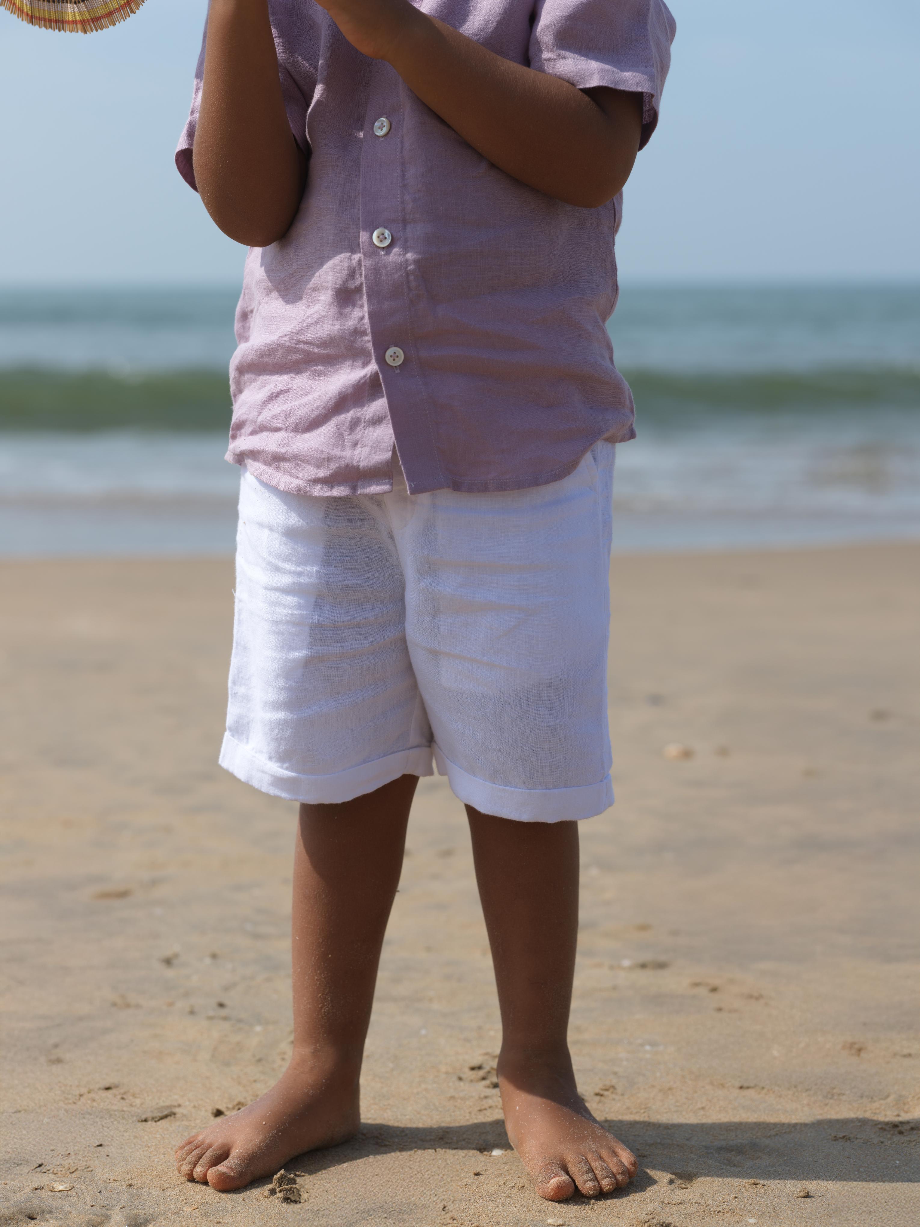 Boys Mandarin Collar Shirt Light Lilac