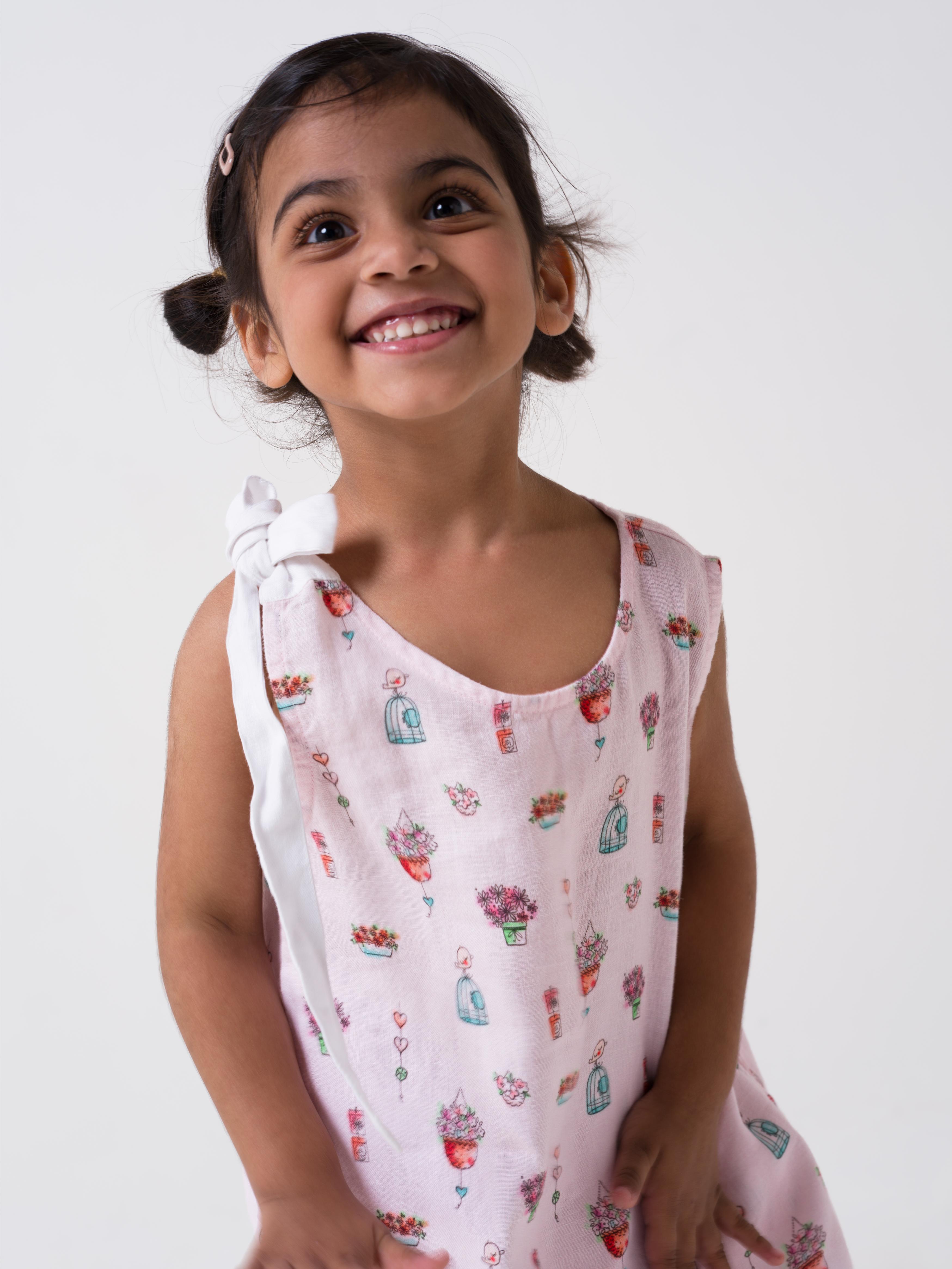 Printed One-Shoulder Tie-Up Dress