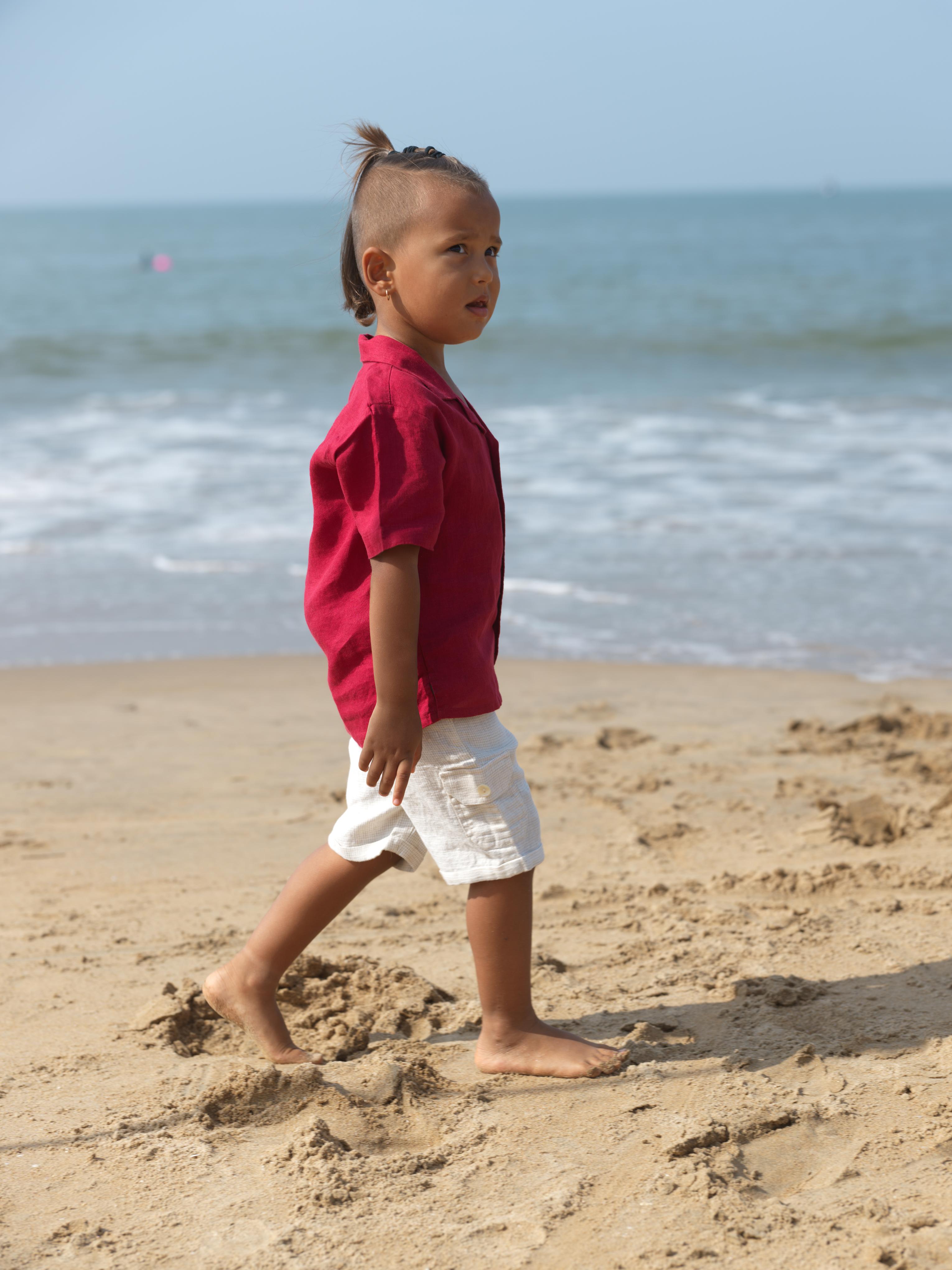 Boys Cargo Shorts Ivory Check