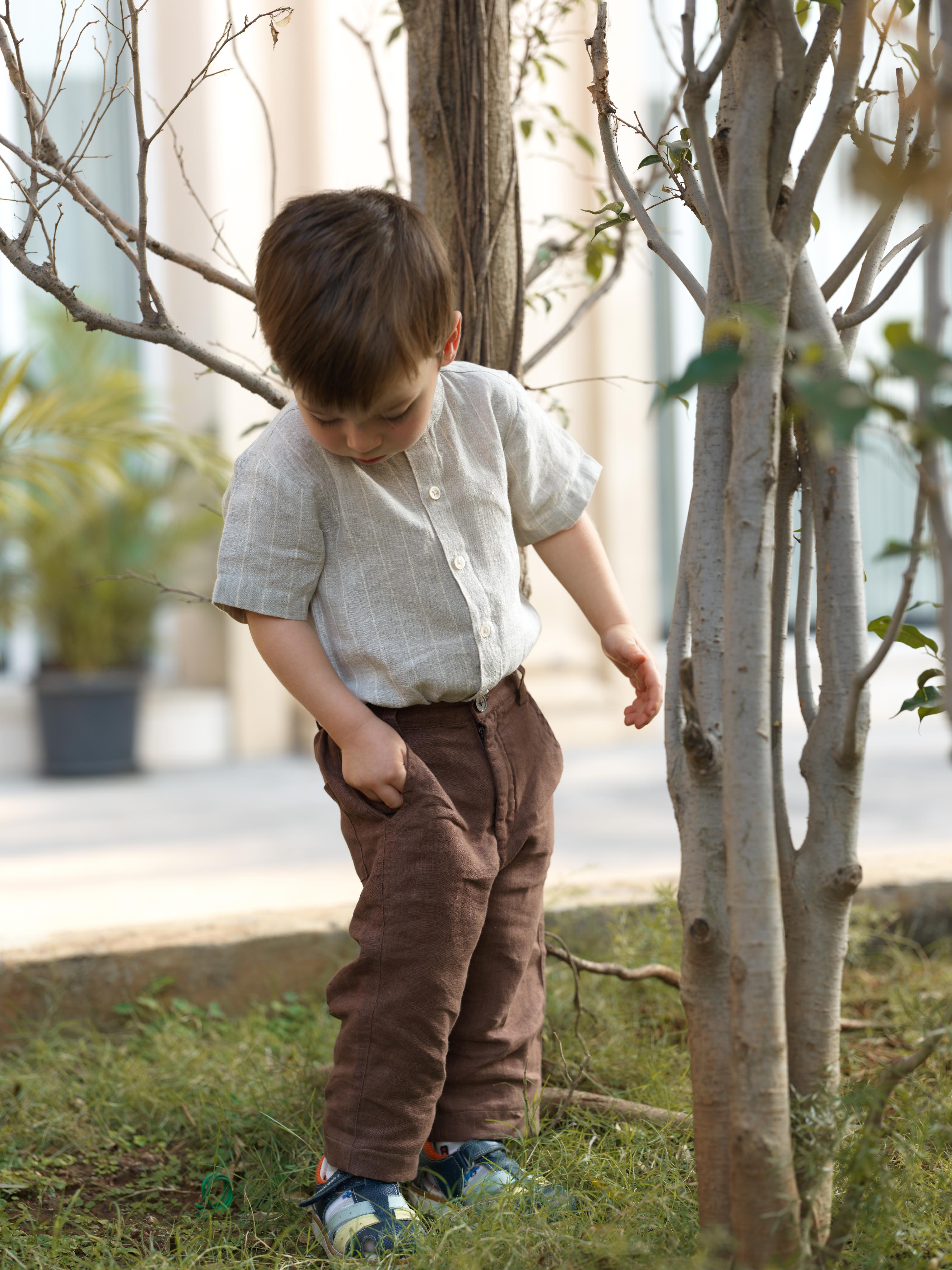 Boys Mandarin Collar Shirt Cloud Grey