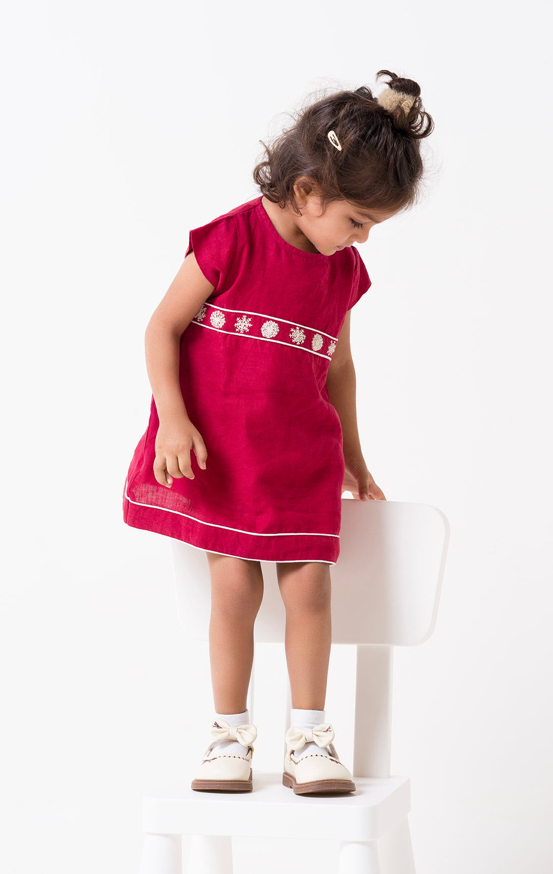 Hand-Embroidered Cap Sleeve Dress