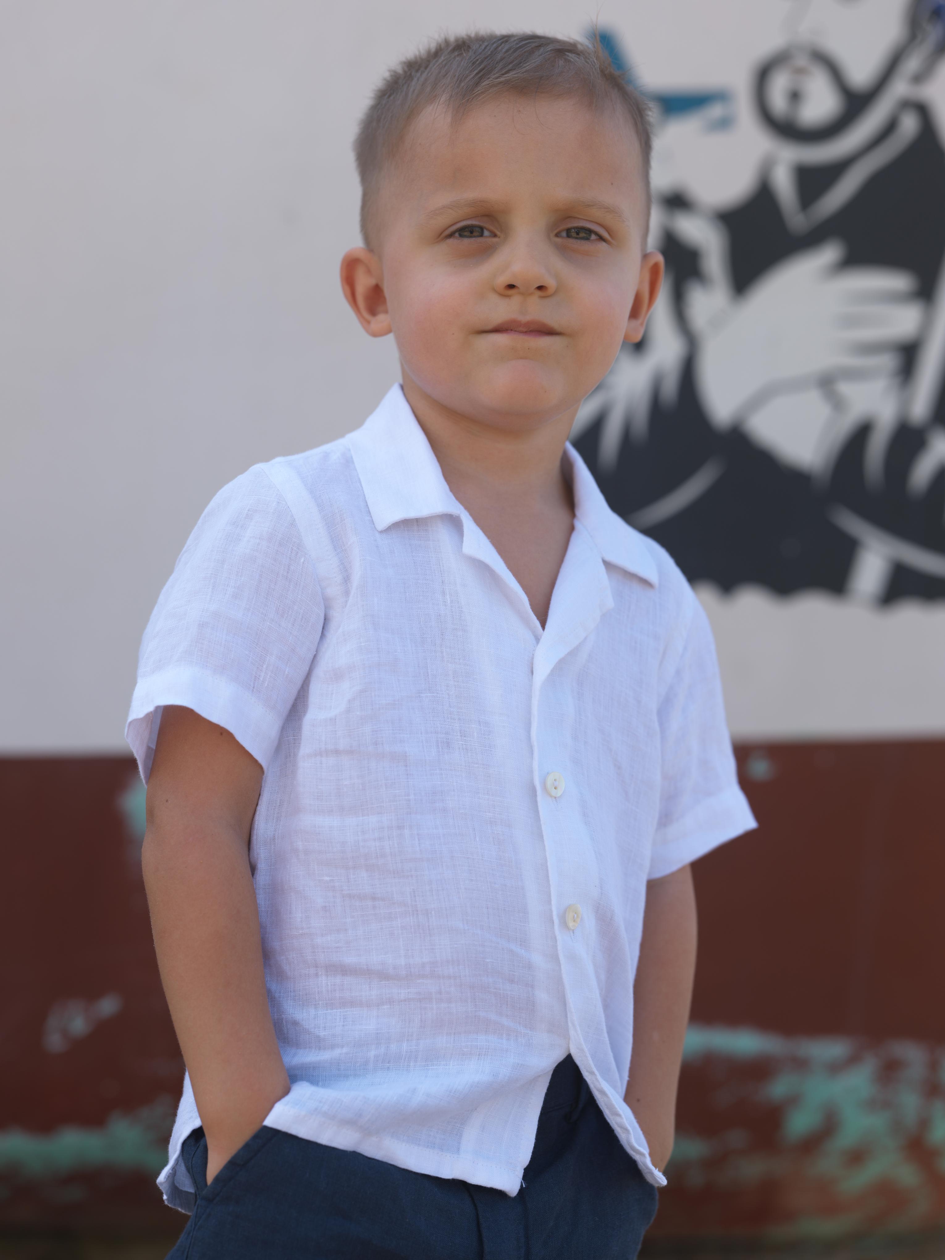 Boys Cuban Collar Shirt White