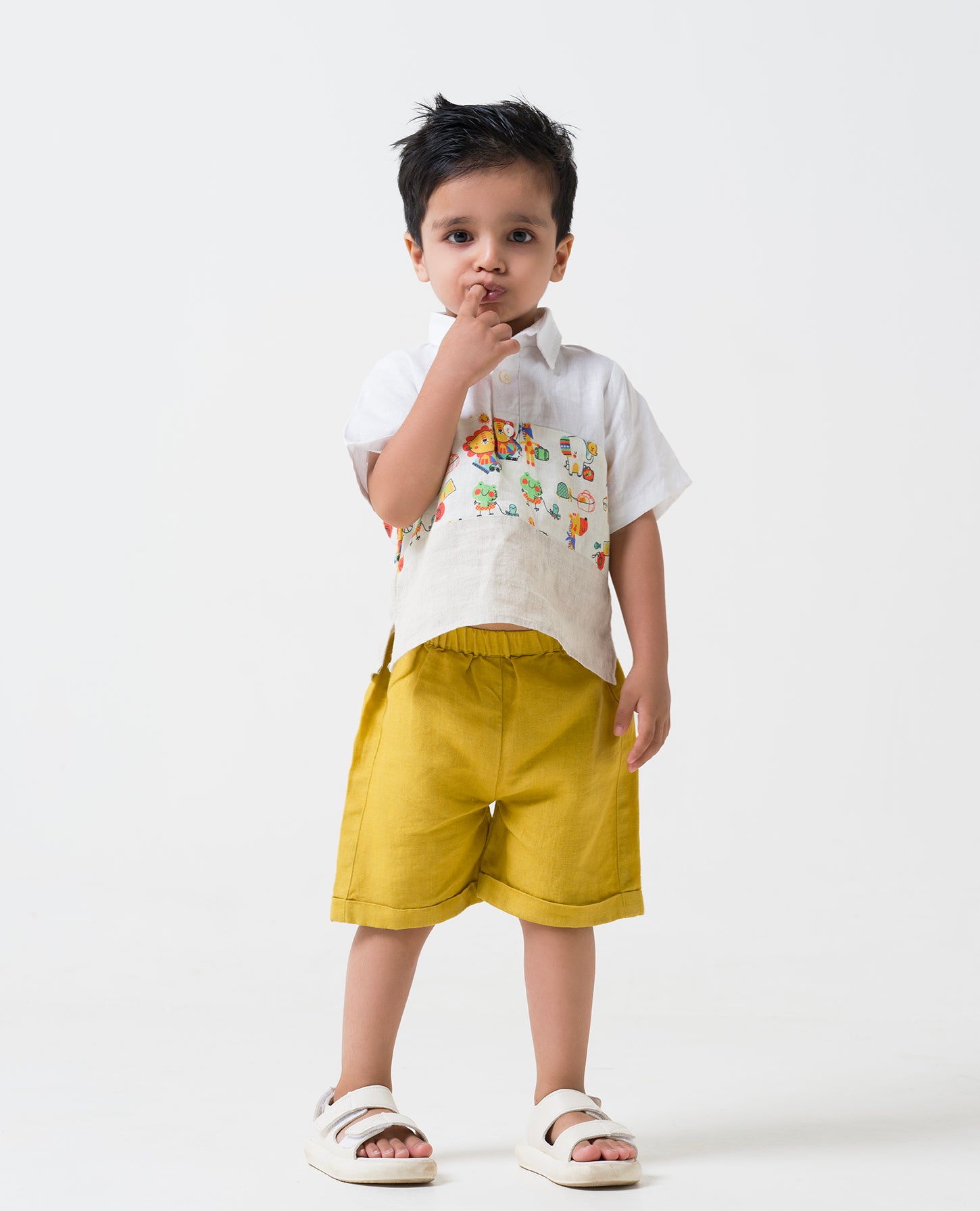 Printed Polo Collar Shirt Set