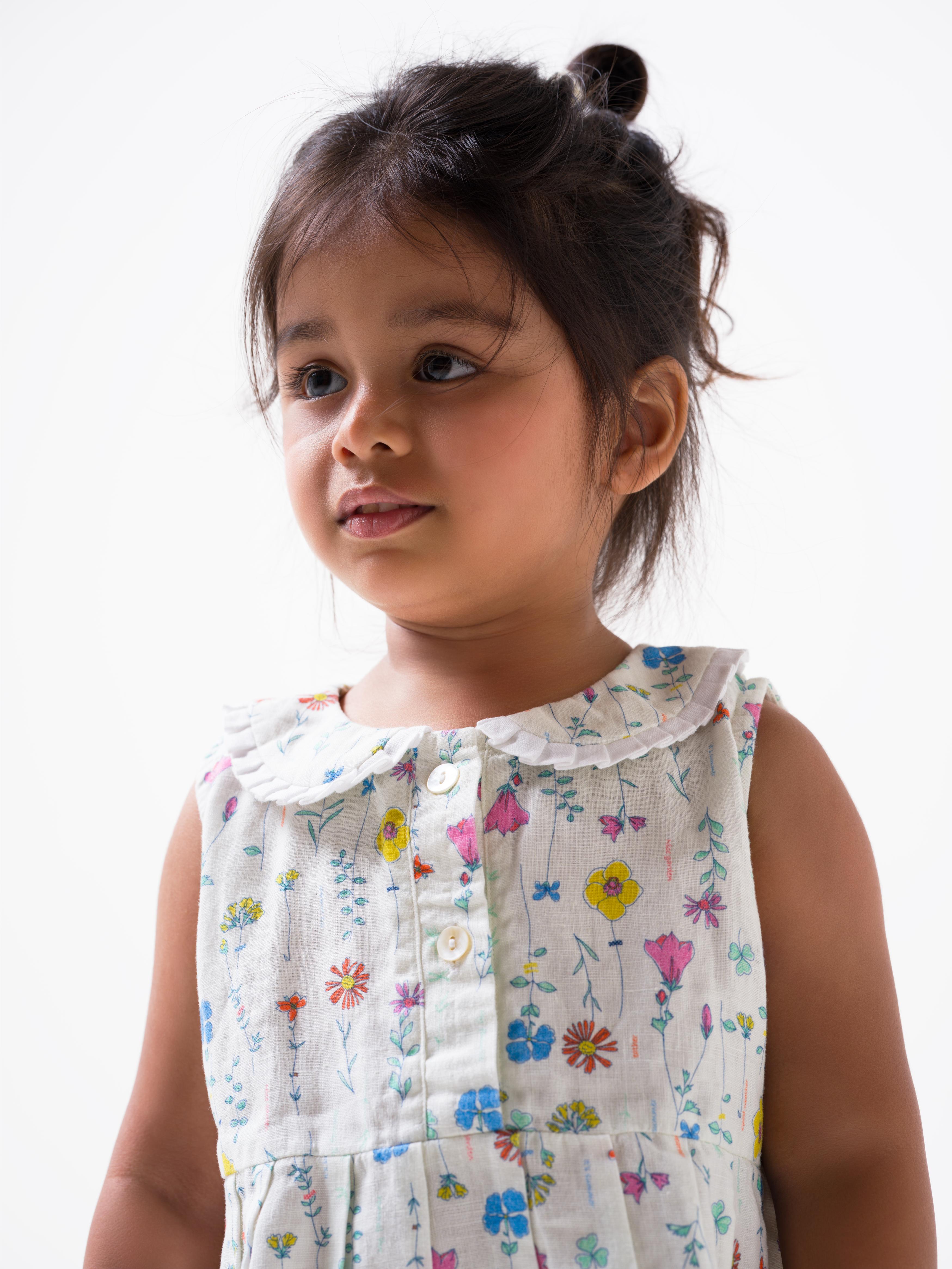 Printed Pleated Collar Dress