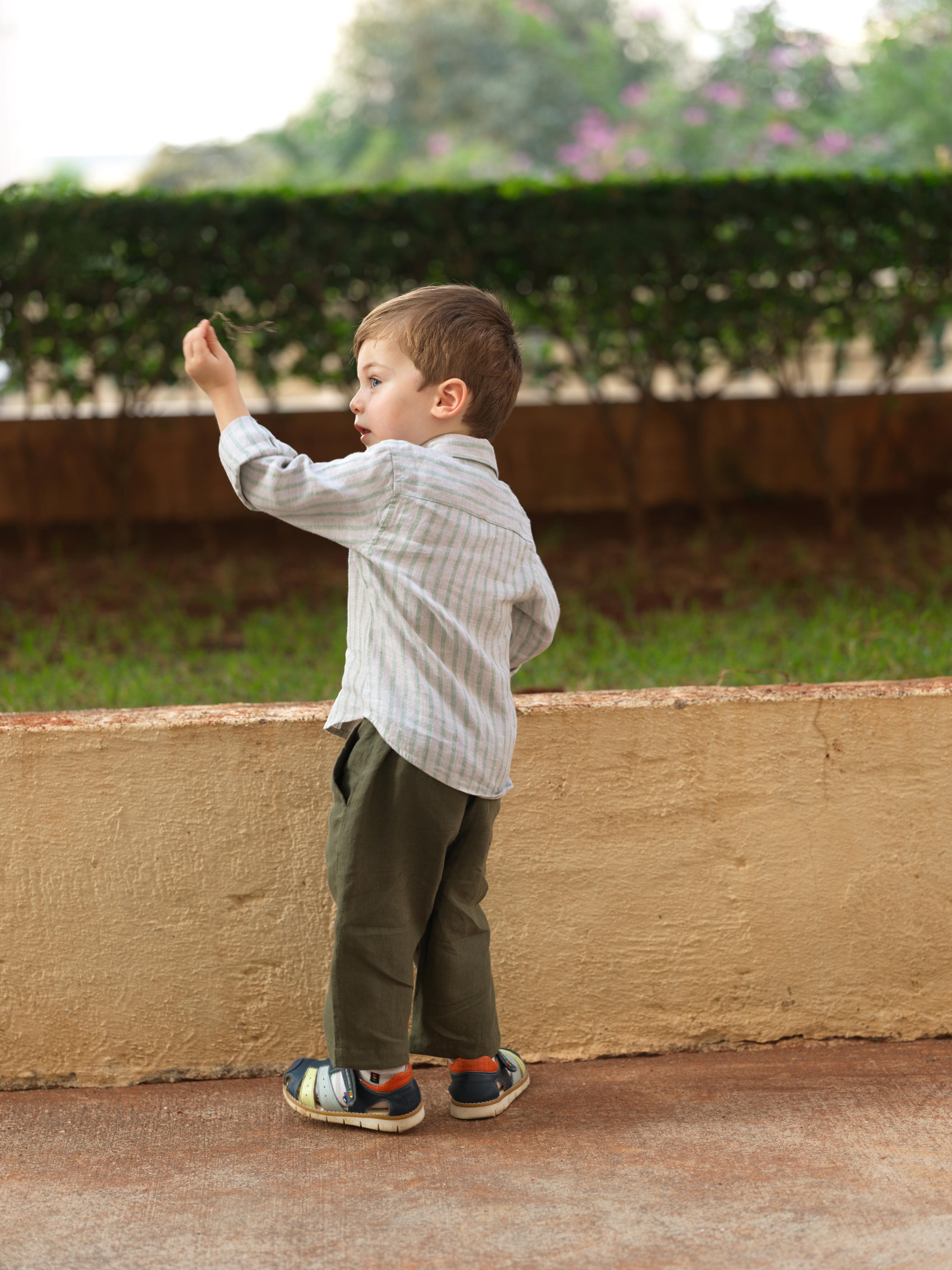 Boys Regular Collar Shirt Sage Pencil