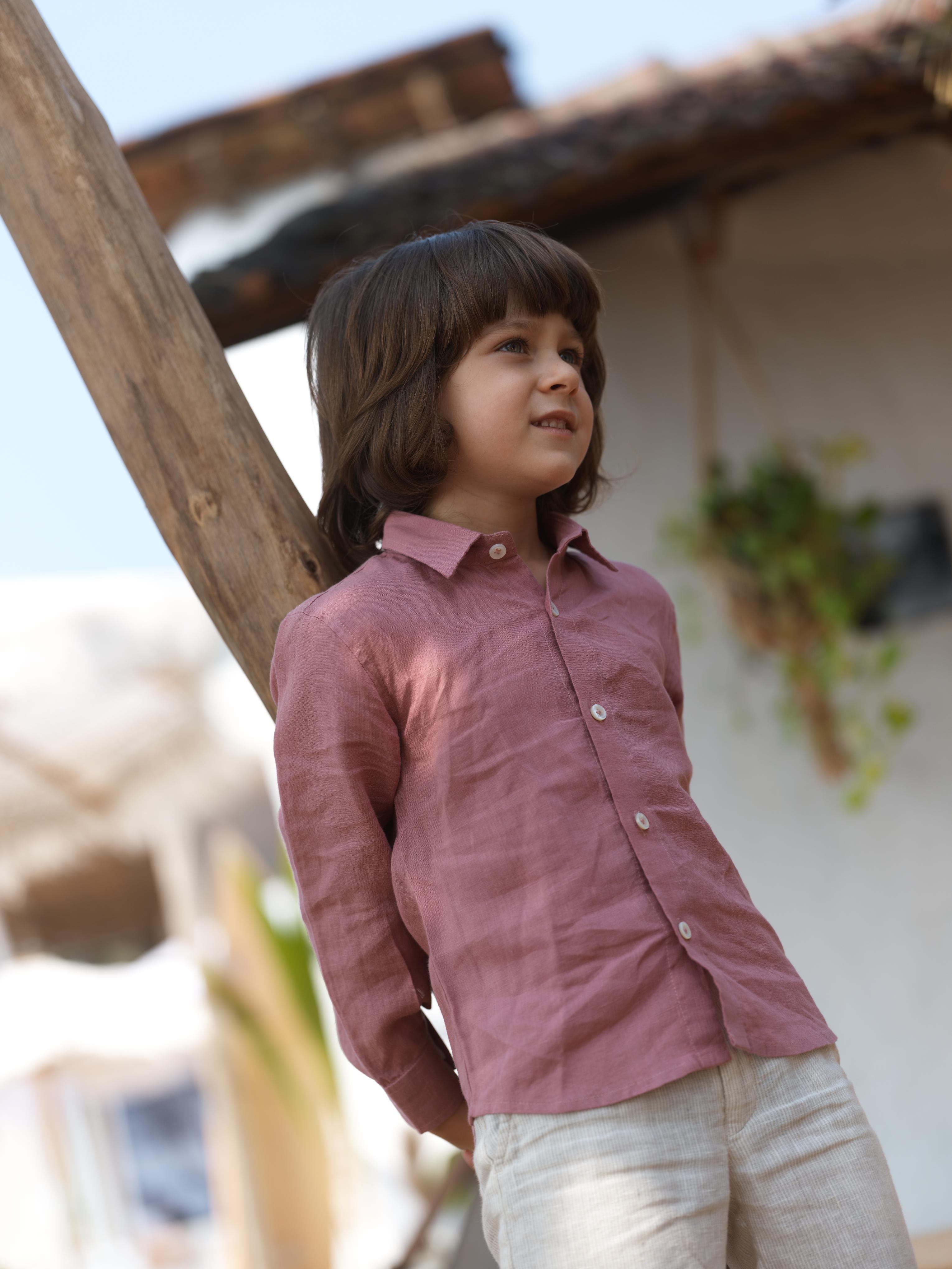 Boys Regular Collar Shirt Dusty Rose