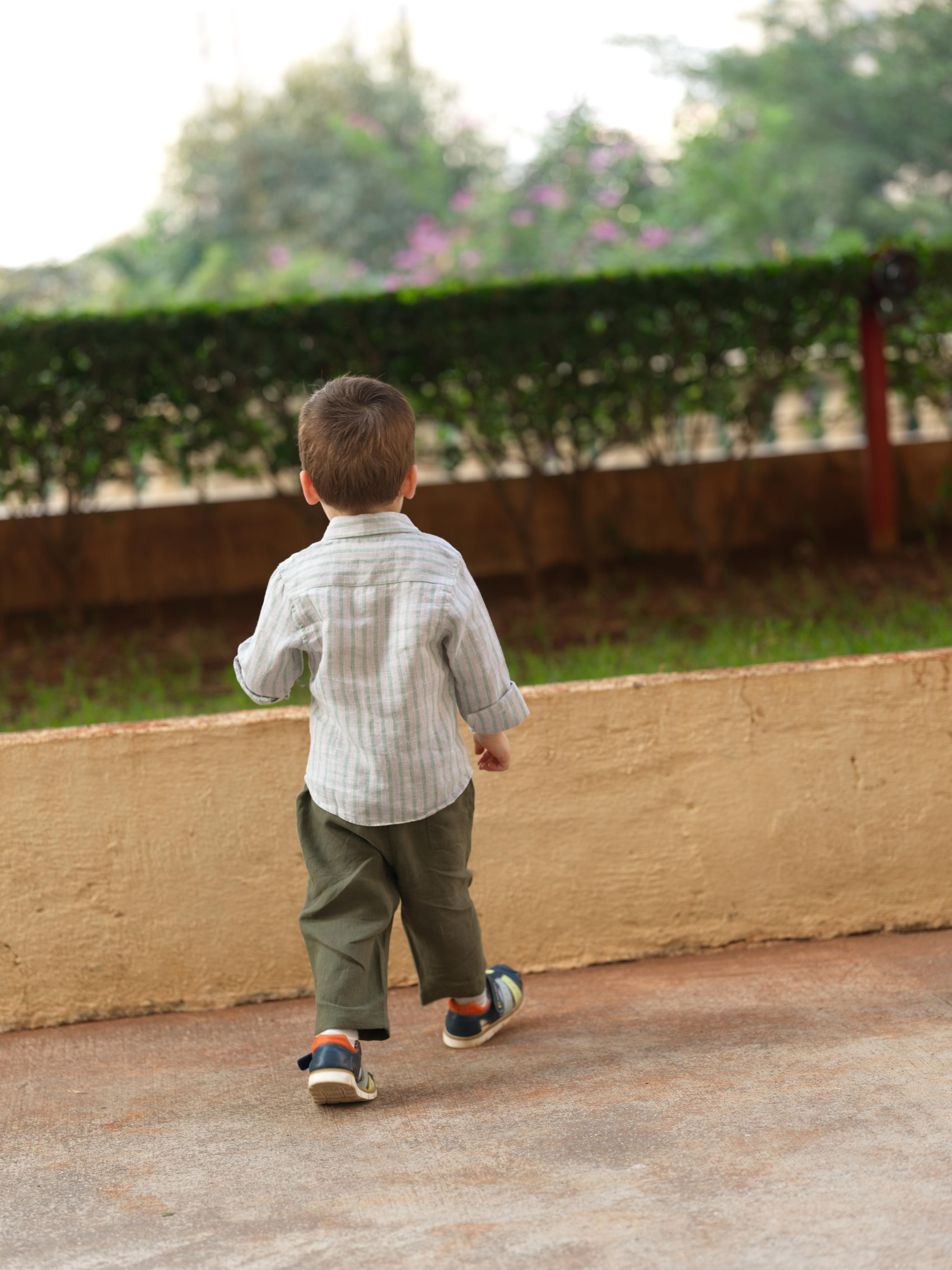 Boys Regular Collar Shirt Sage Pencil