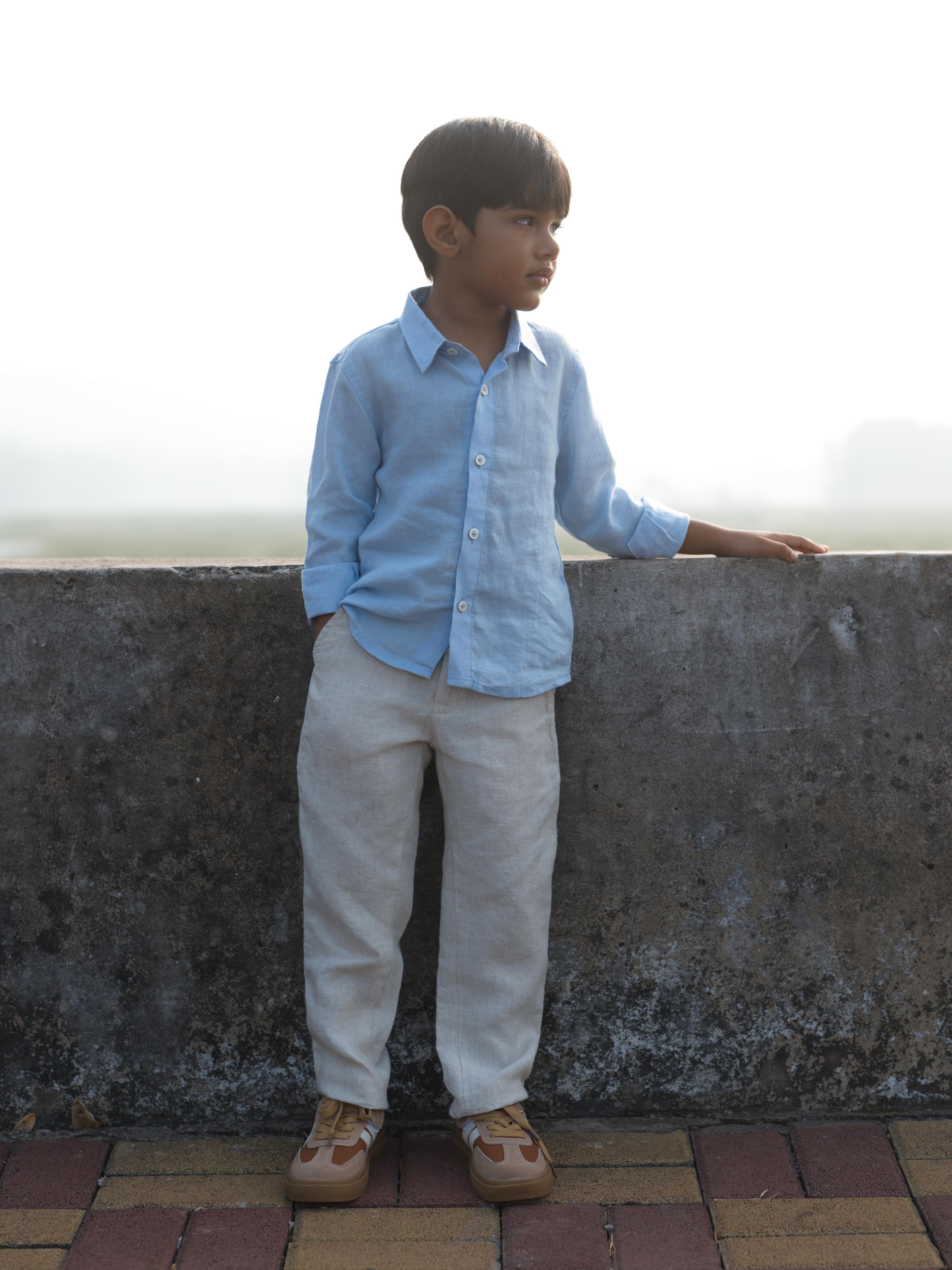 Boys Regular Collar Shirt Sky Blue
