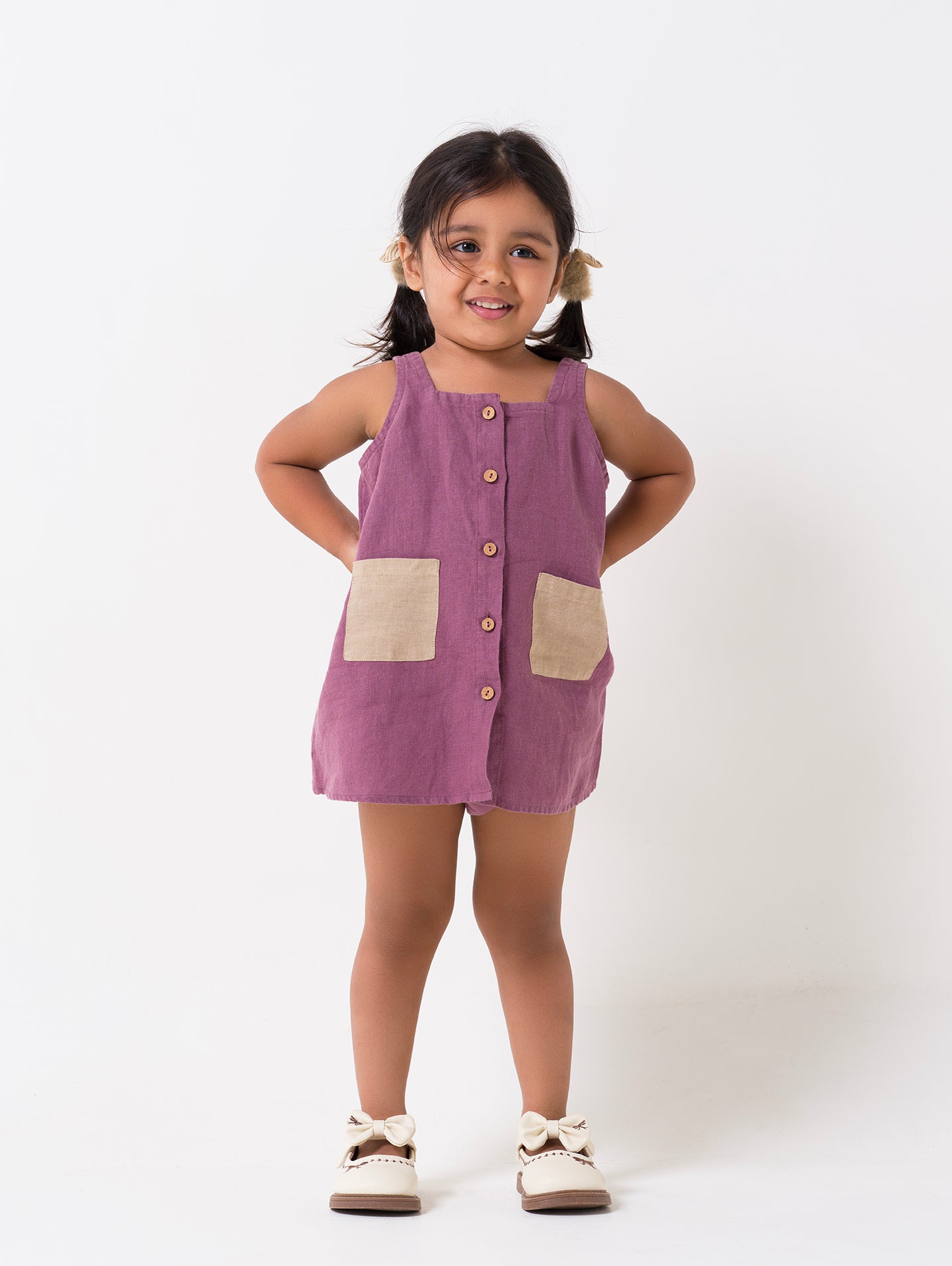 Patch Pocket Frock Twilight Purple Pocket - Desert Sand