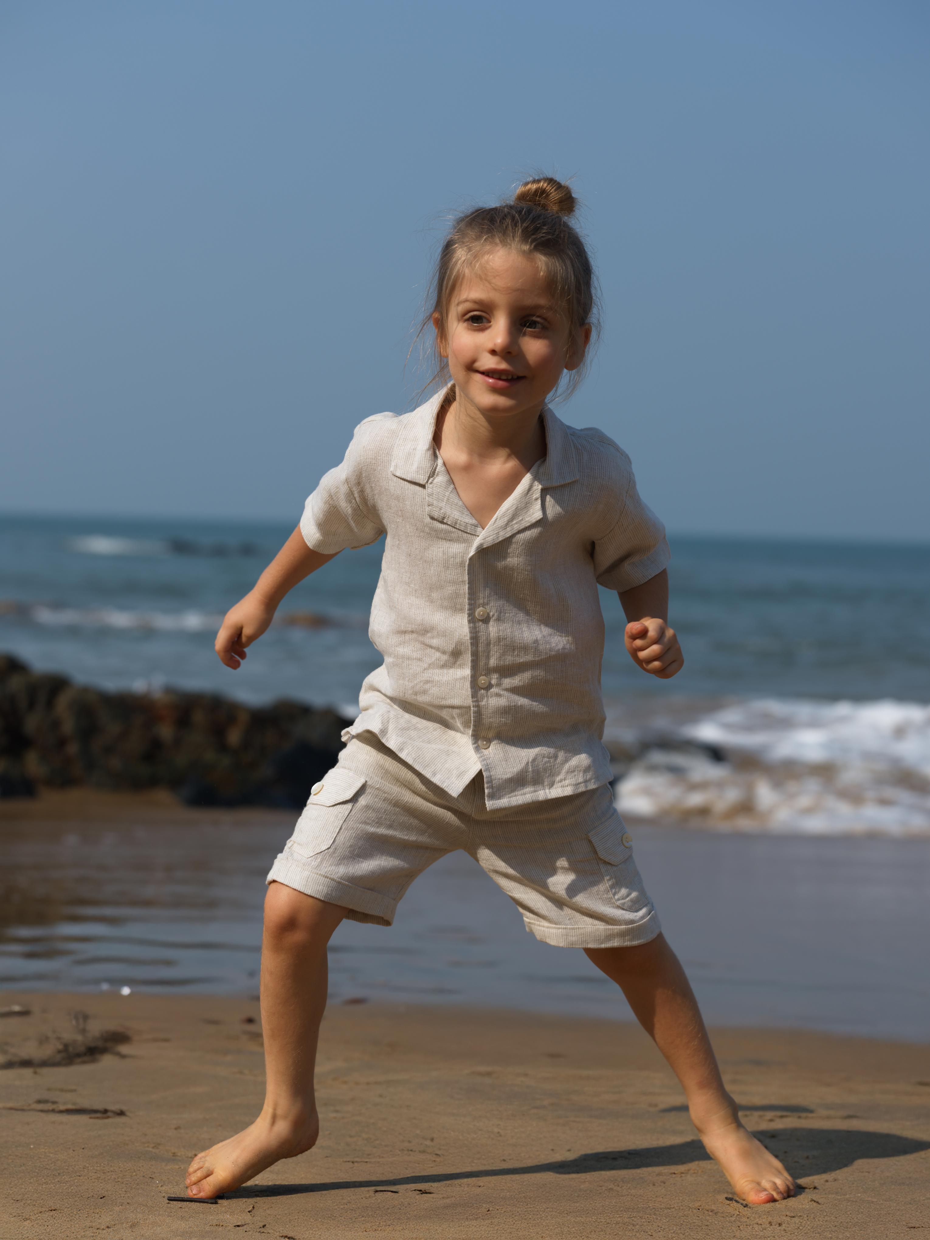 Boys Cuban Collar Shirt Co-Ord Fade Fine