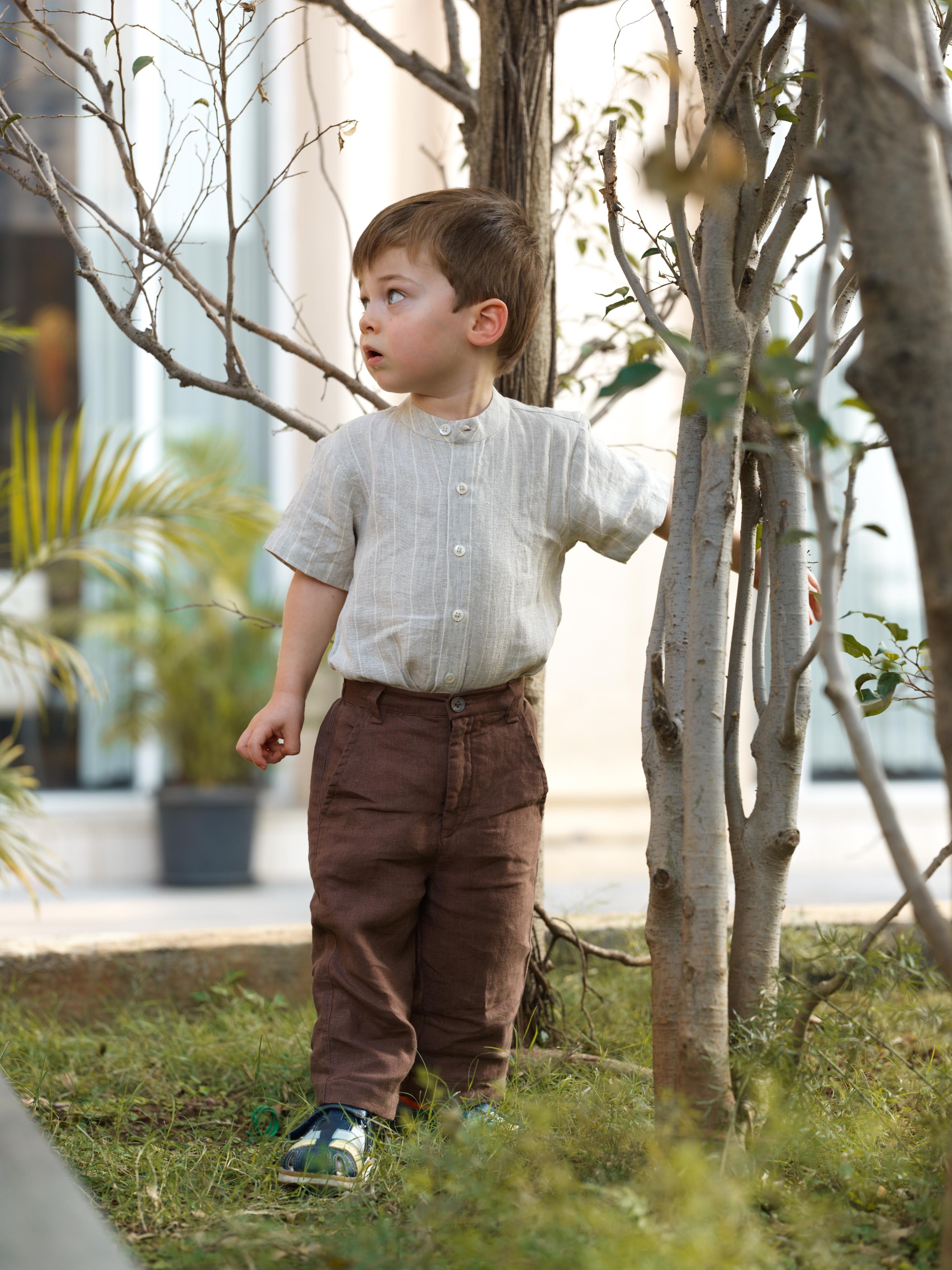 Boys Mandarin Collar Shirt Cloud Grey