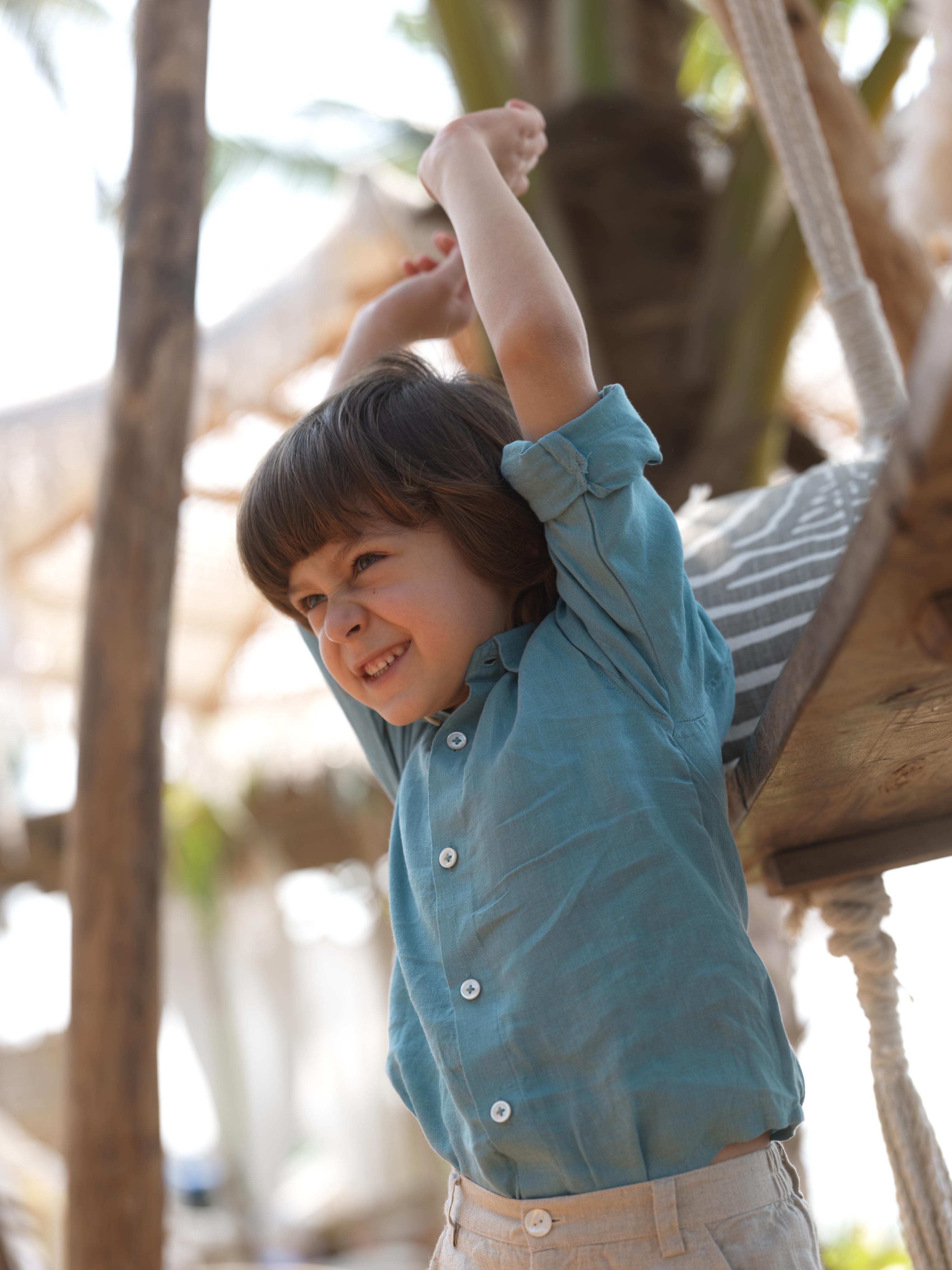 Boys Regular Collar Shirt Turquoise