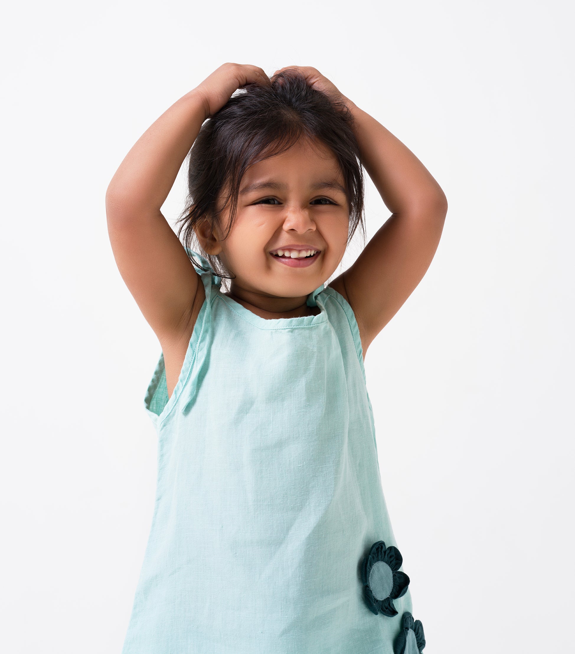 Celestial Green Tie-Up Shoulder Flower Frock