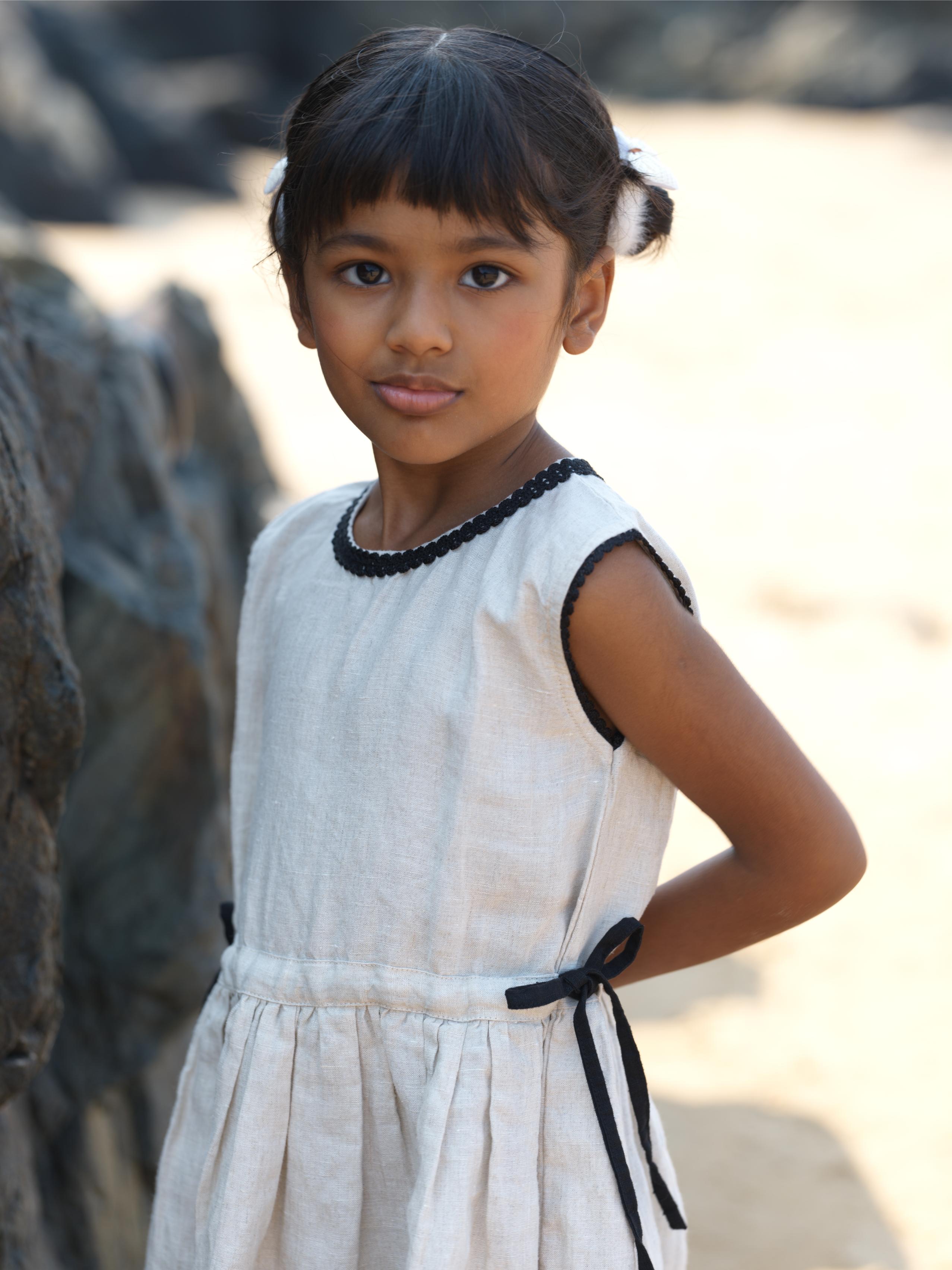 Girls Sleeveless Drawstring Natural