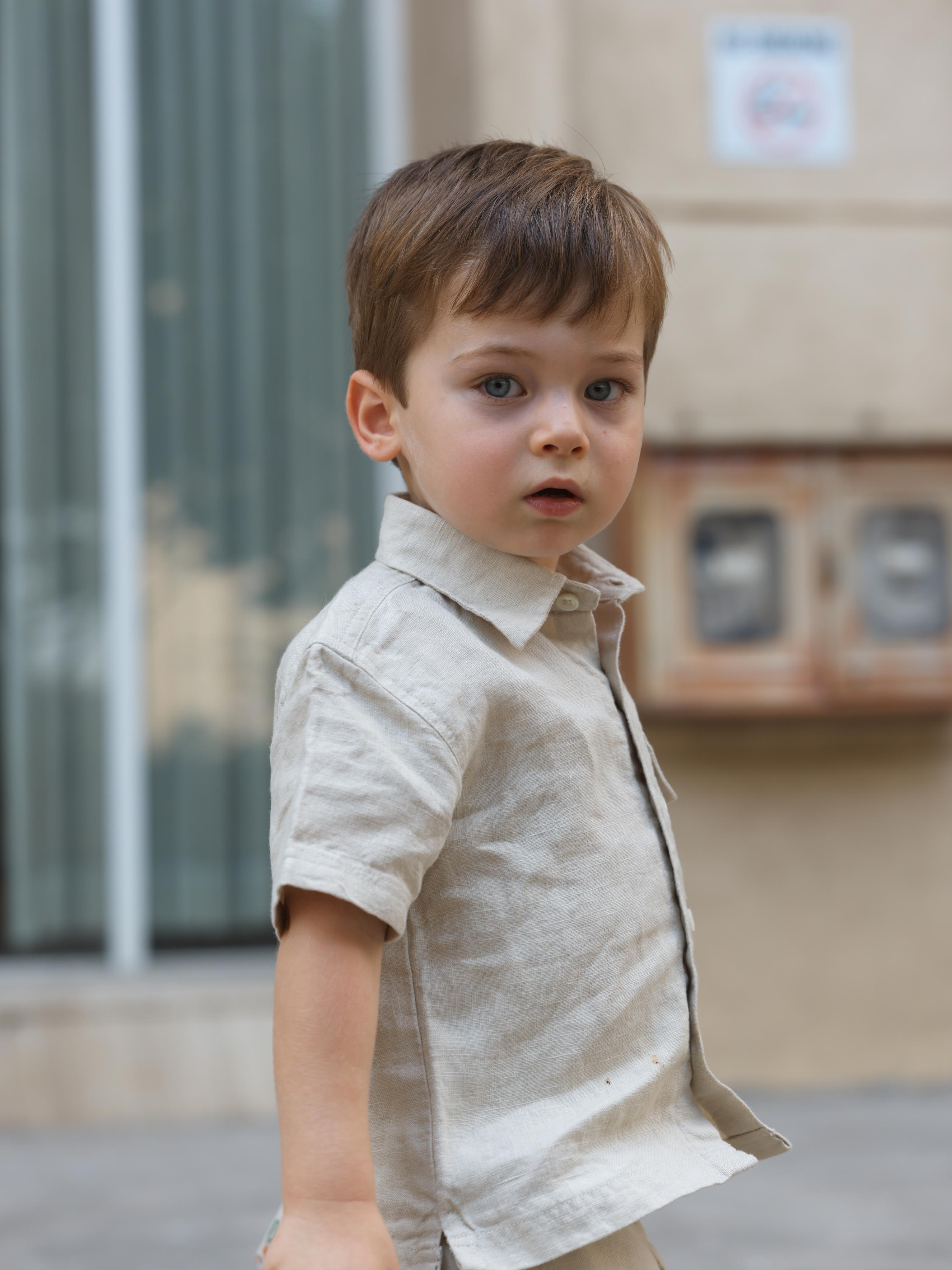 Boys Half-Sleeve Shirt & Cargo Trousers Co-Ord Oatmeal