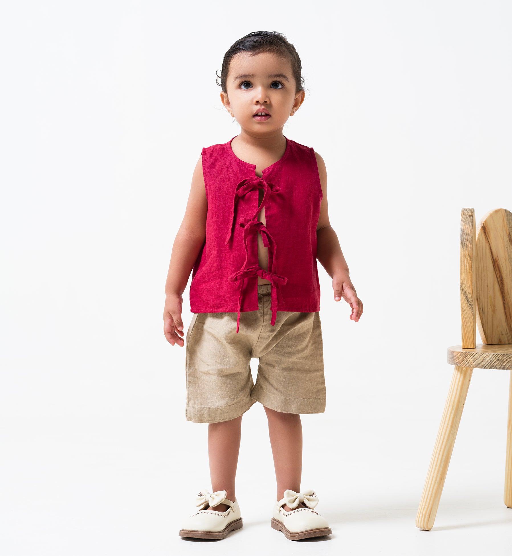 Front Opening Jhablas Set T - Cherry  B - Desert Sand