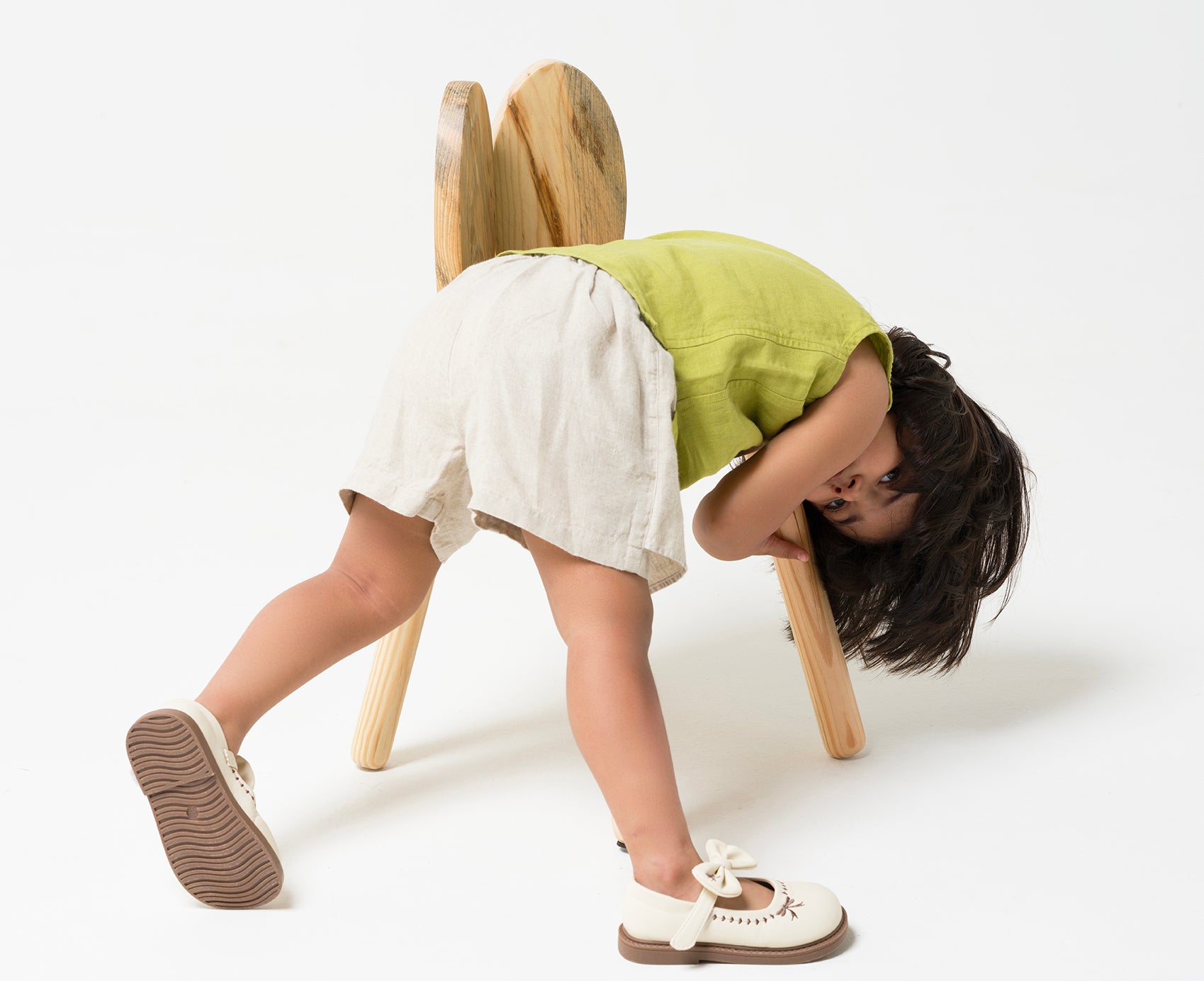Peter-Pan Collar Top and Skorts Set Top- kiwi Green - Bottom & Collar- Natural