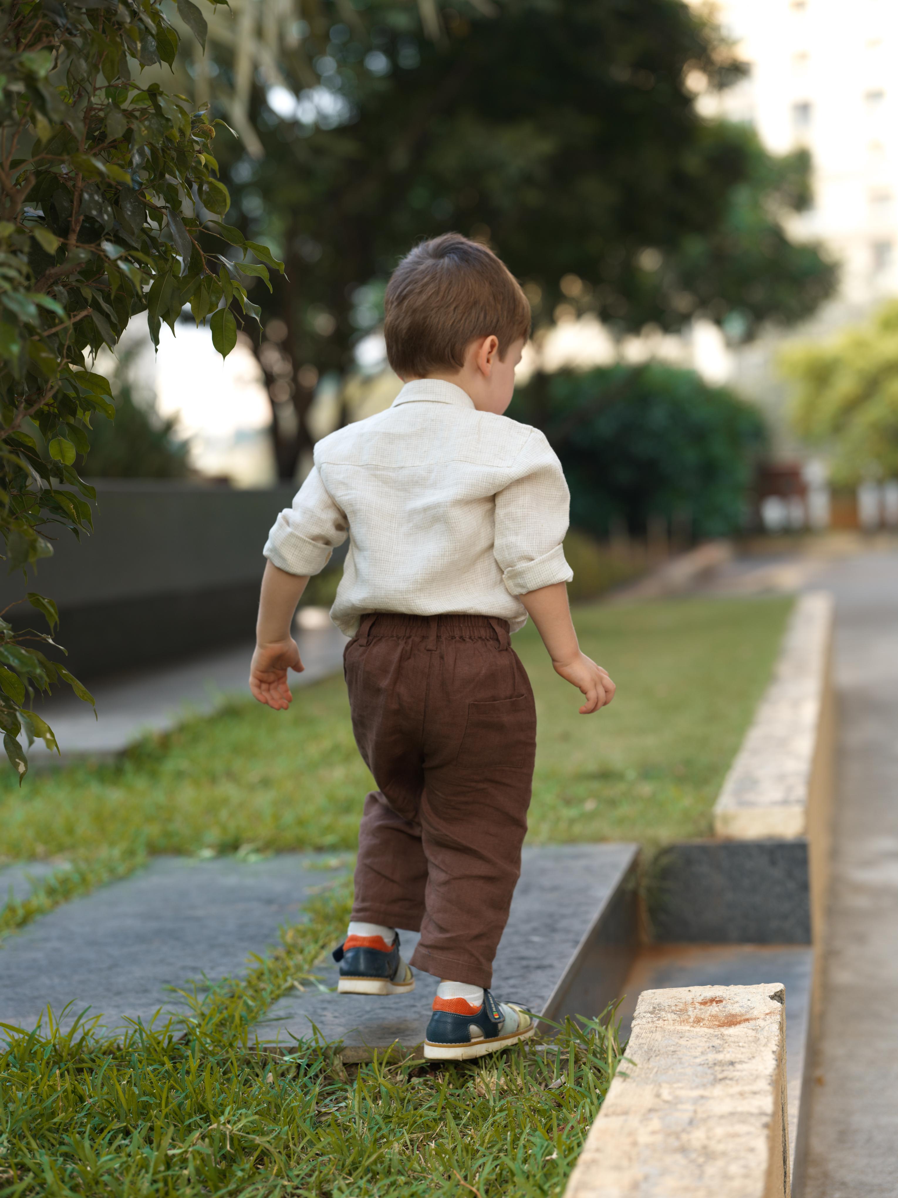 Boys Regular Collar Shirt Ivory Check