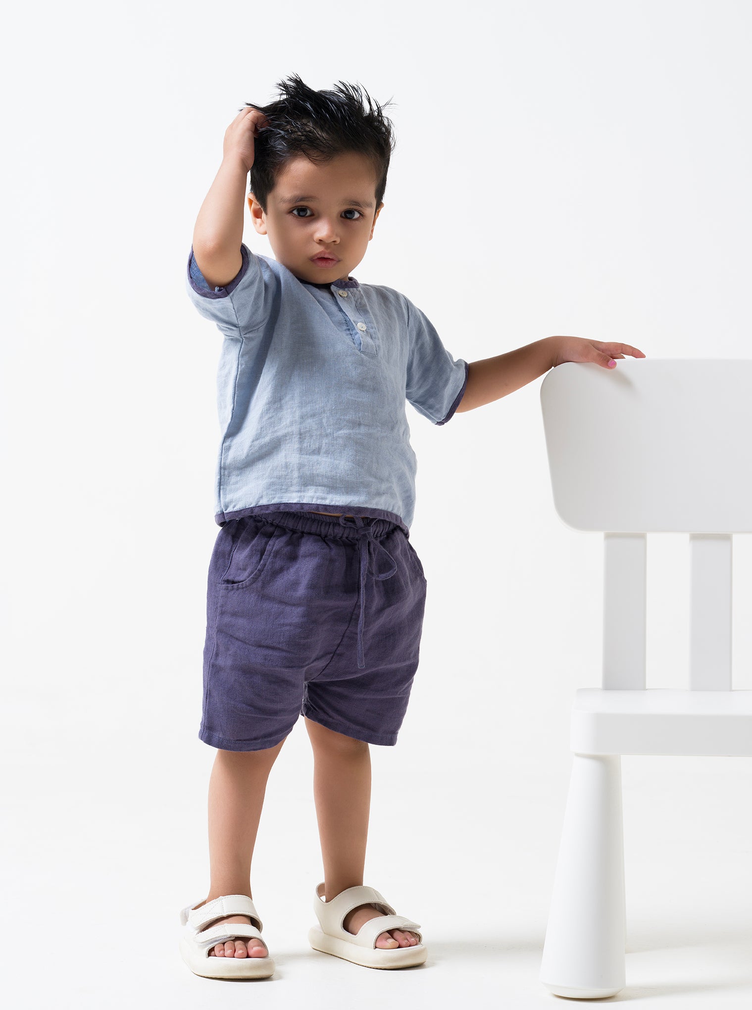 Drawstring Shirt - Pacific Blue Shorts- Blueberry