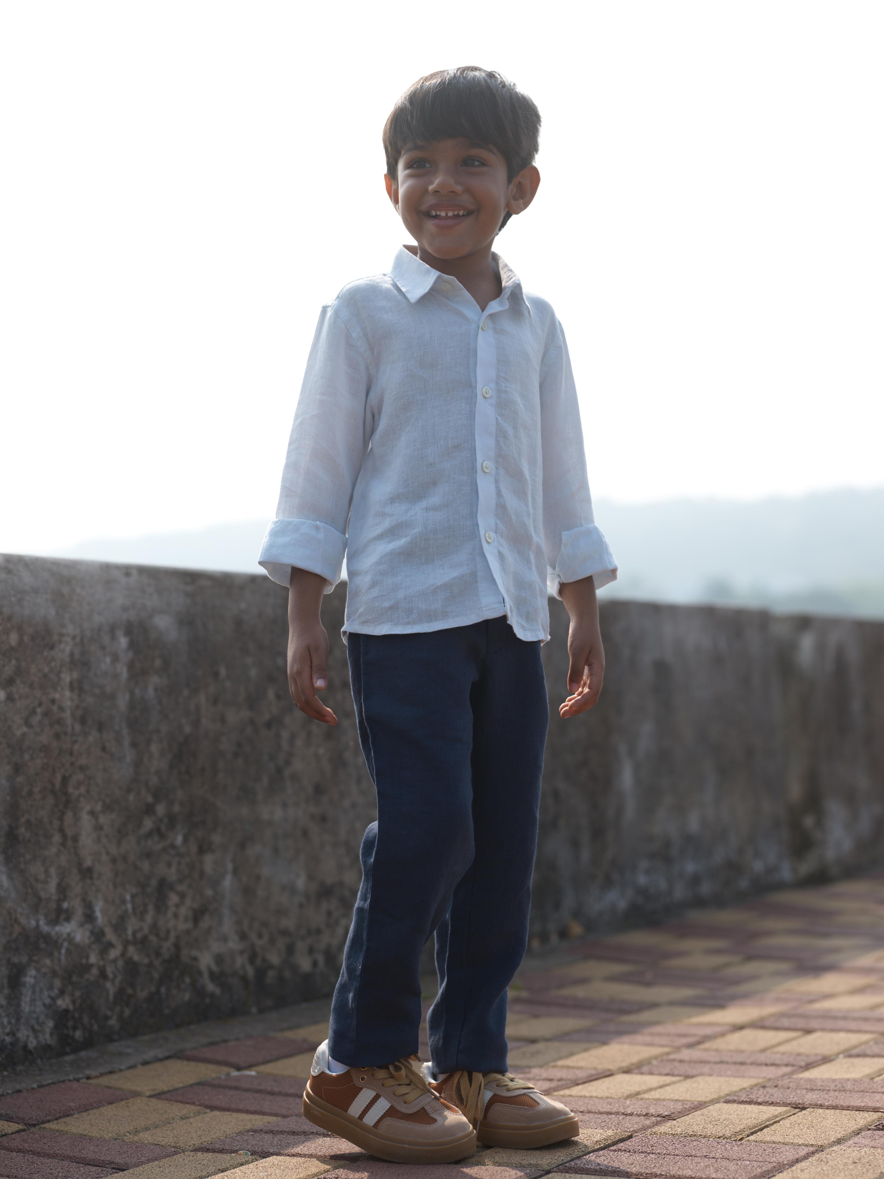 Boys Regular Collar Shirt Ice Blue