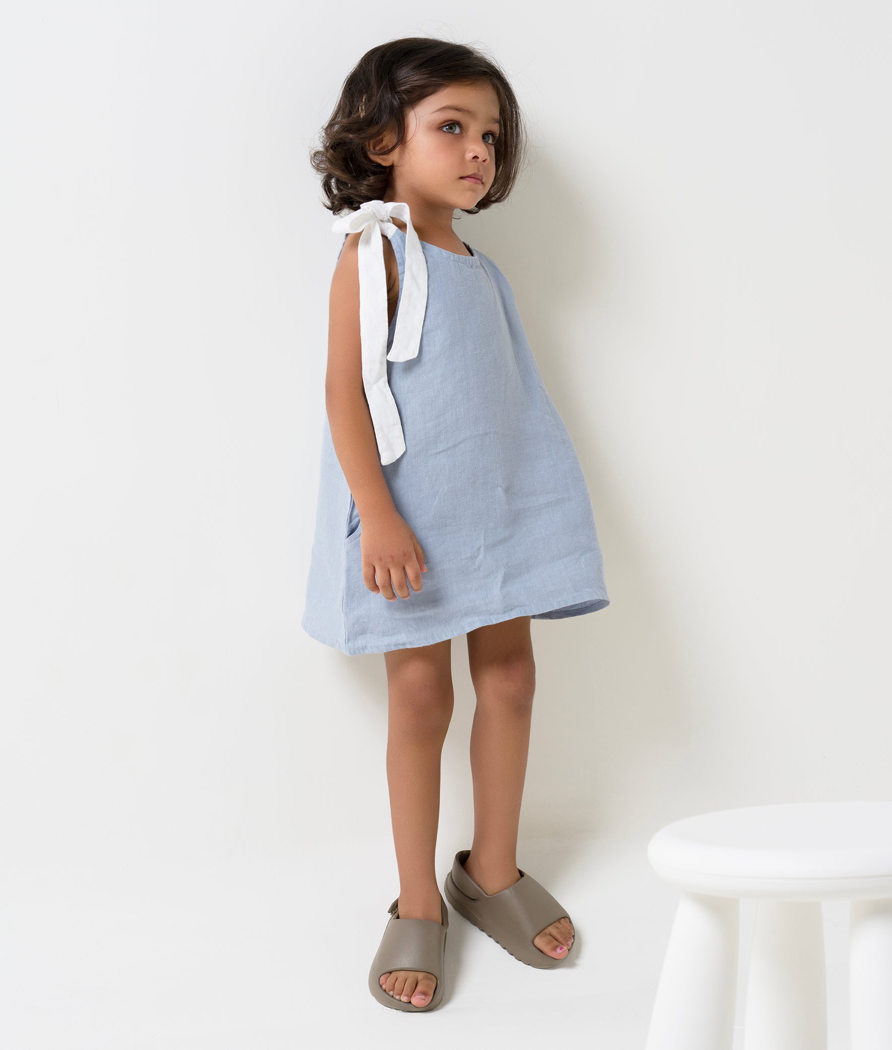 One Shoulder Tie-up Frock Pacific Blue