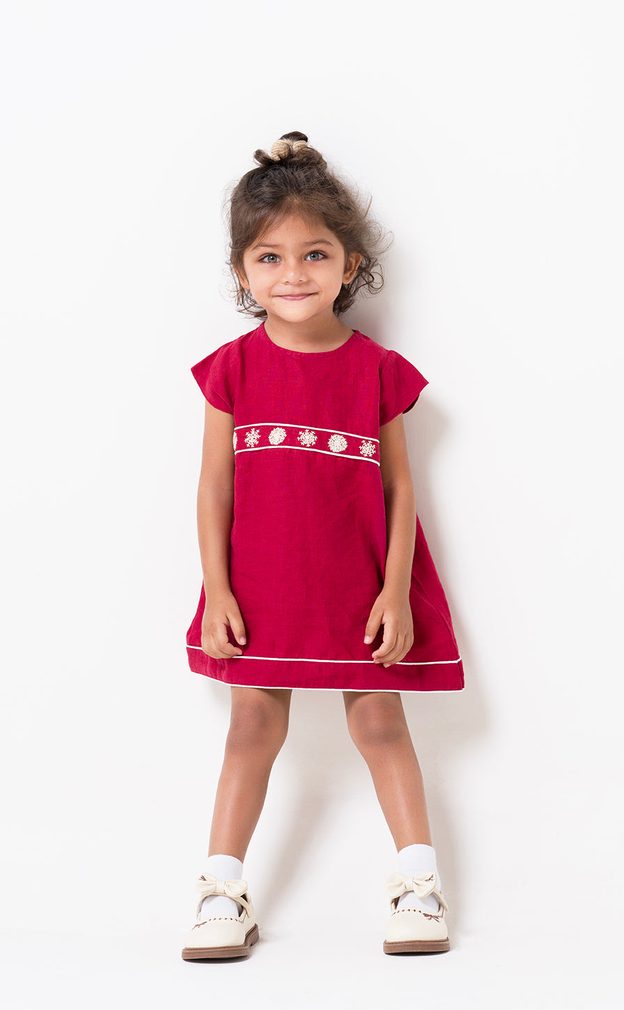 Hand-Embroidered Cap Sleeve Dress