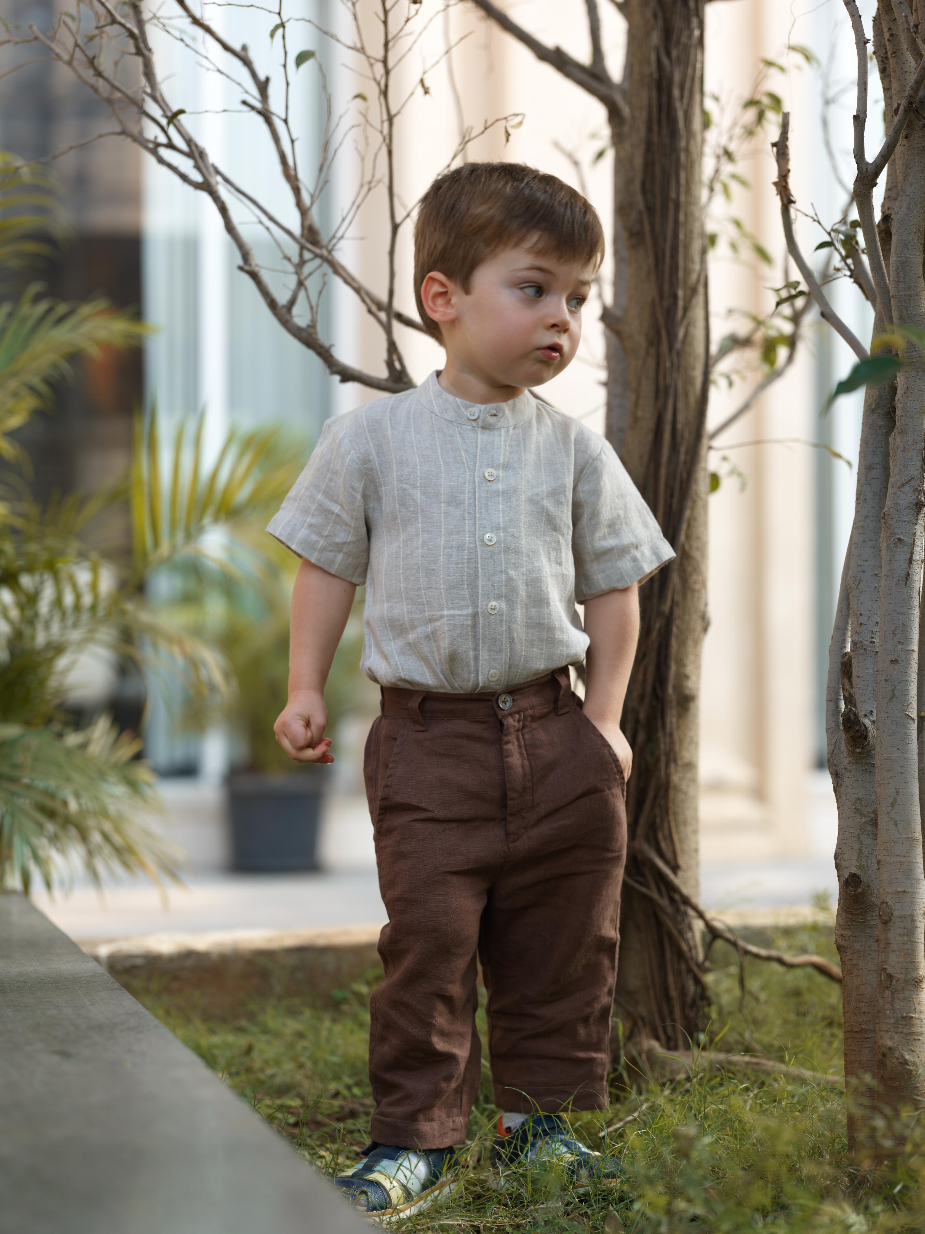 Boys Mandarin Collar Shirt Cloud Grey